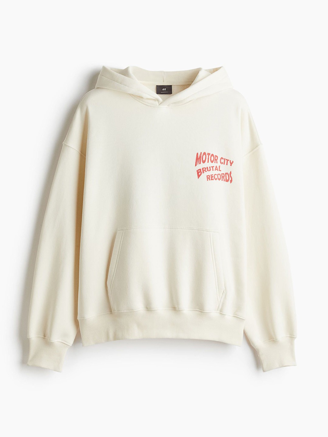 

H&M Oversized Fit Printed Hoodie, White