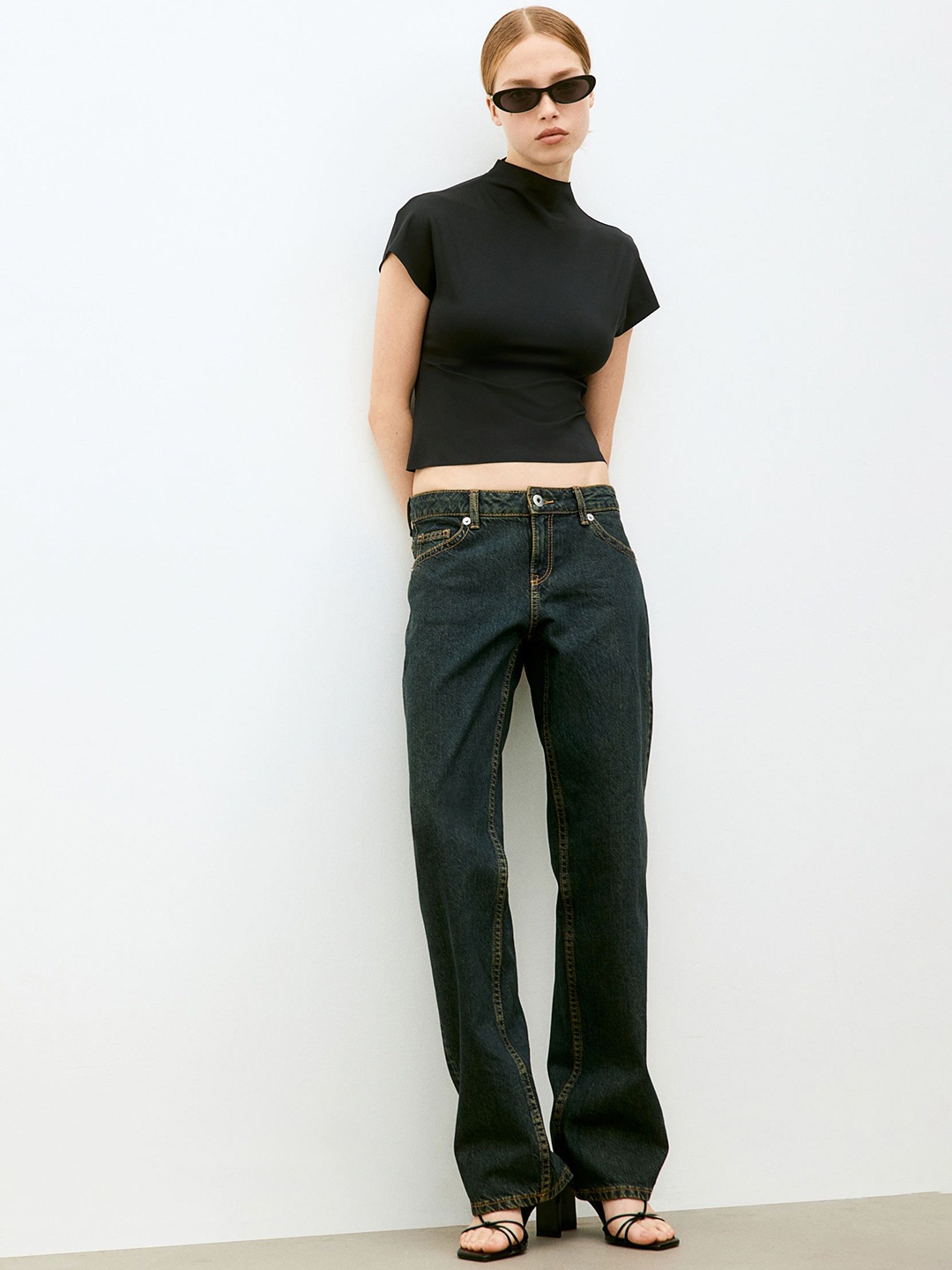 

H&M Women Straight Low Jeans, Blue