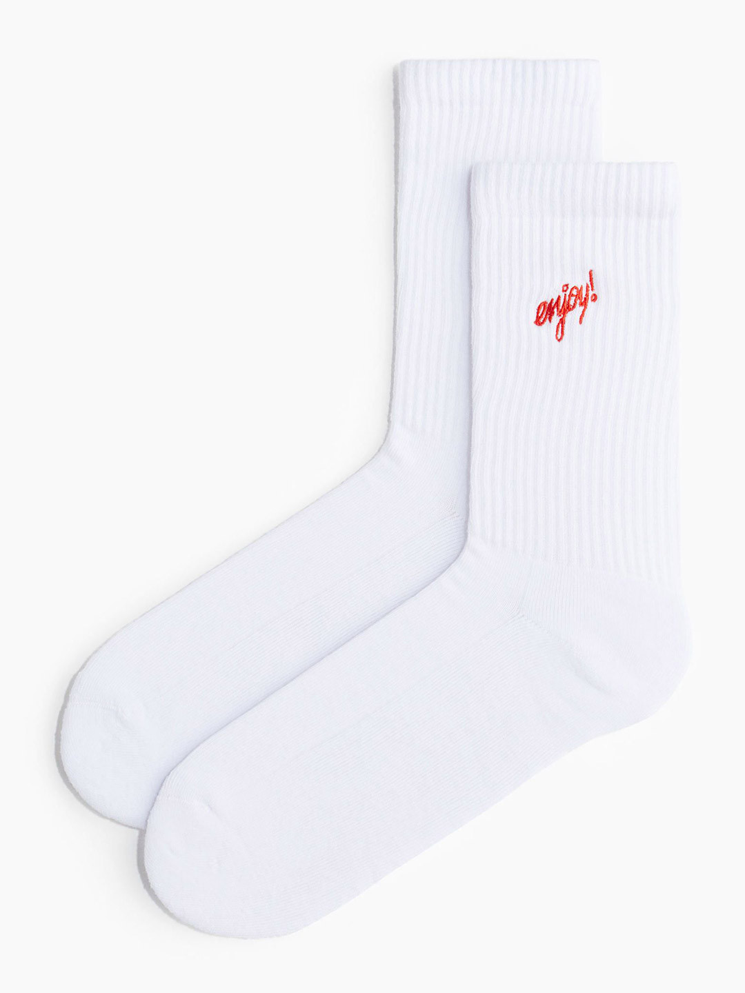 

H&M Men Motif-Detail Socks, White