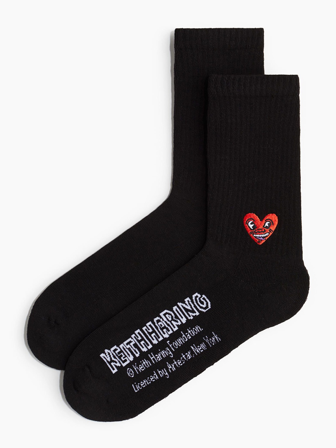 

H&M Men Motif-Detail Socks, Black