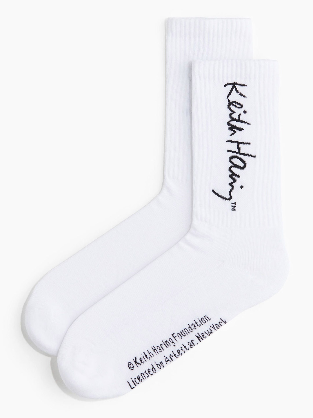 

H&M Men Motif-Detail Socks, White