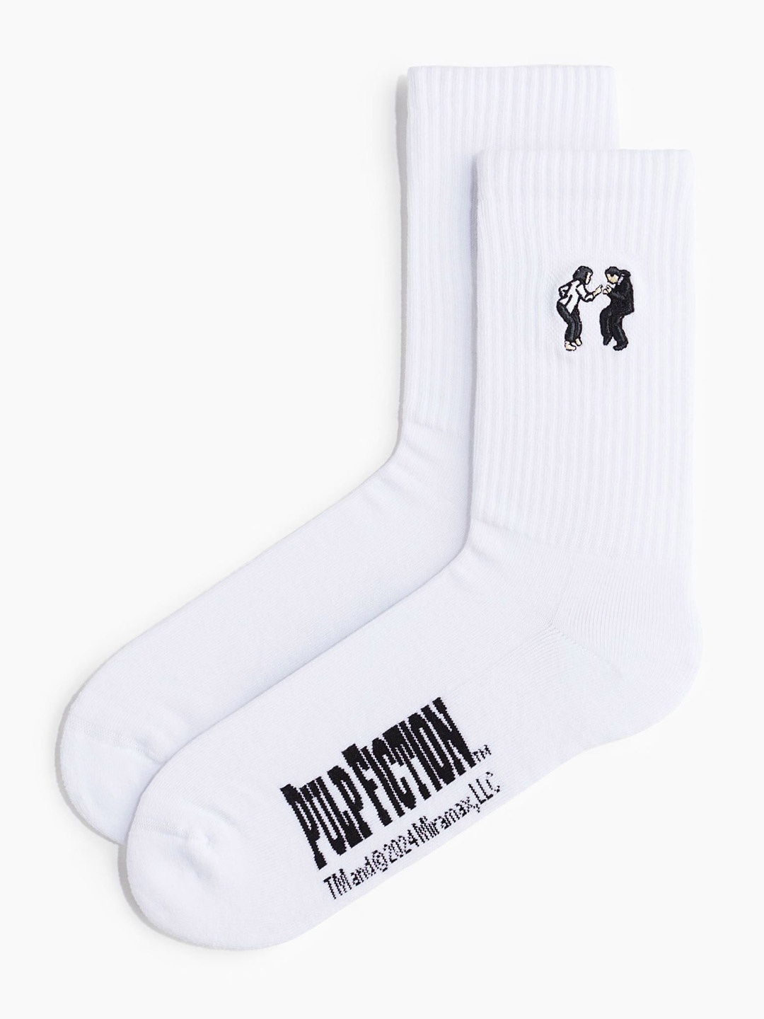 

H&M Men Motif-Detail Socks, White