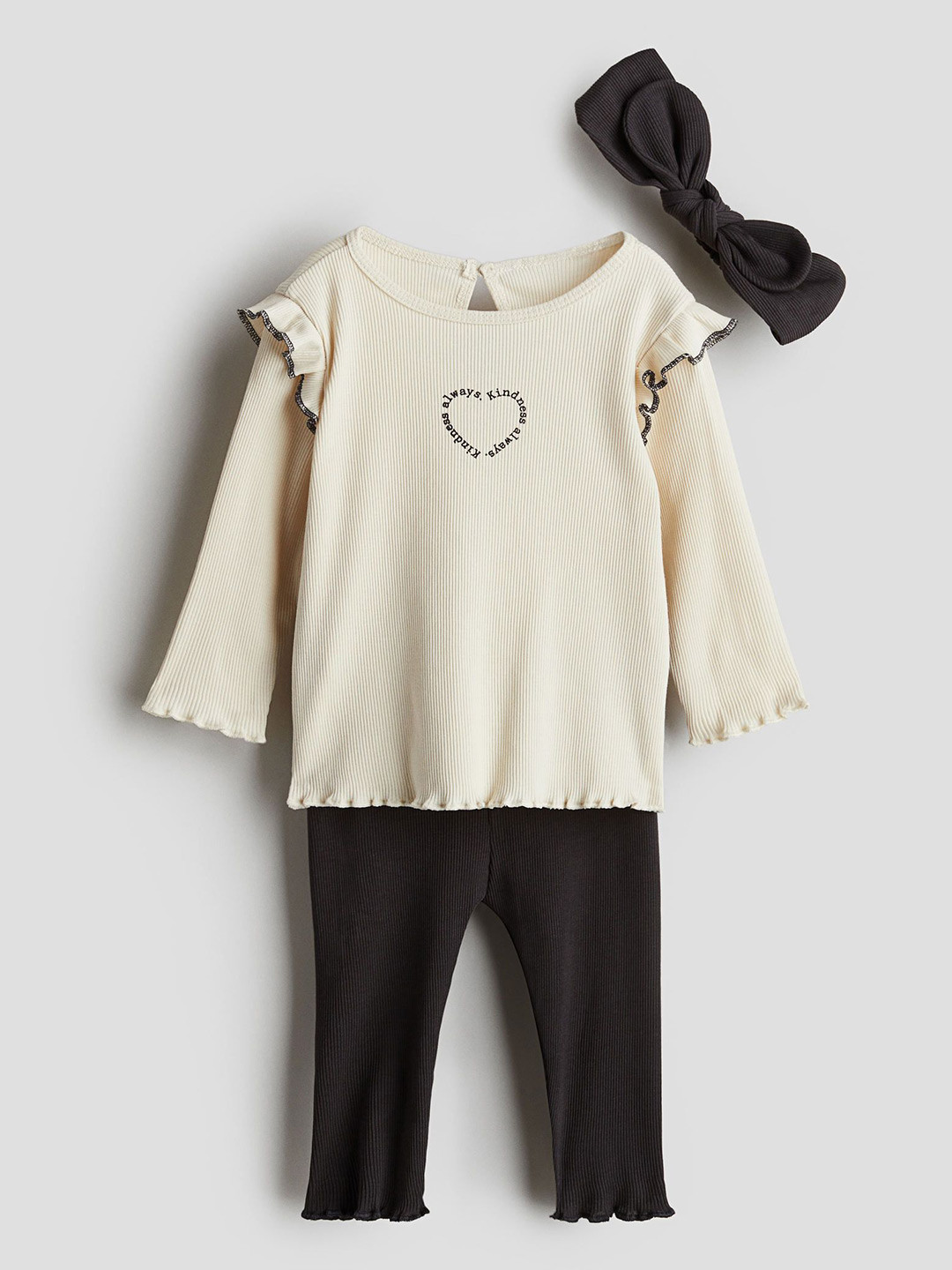 

H&M 3-Piece Ribbed Cotton Set, White