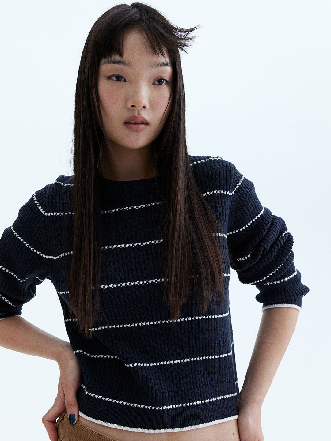 

H&M Hole-Patterned Jumper, Blue
