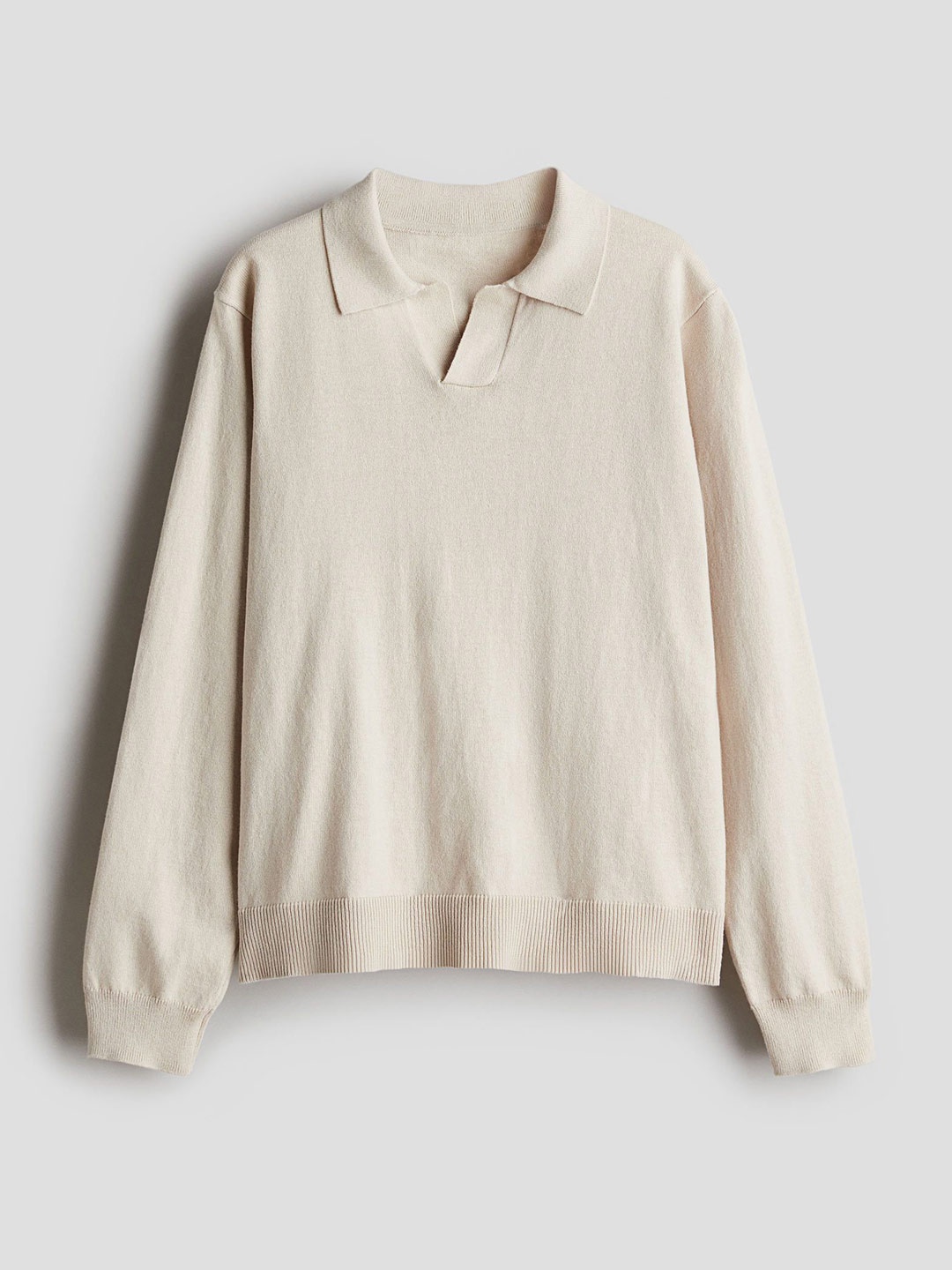 

H&M Fine-Knit Polo Jumper, Beige