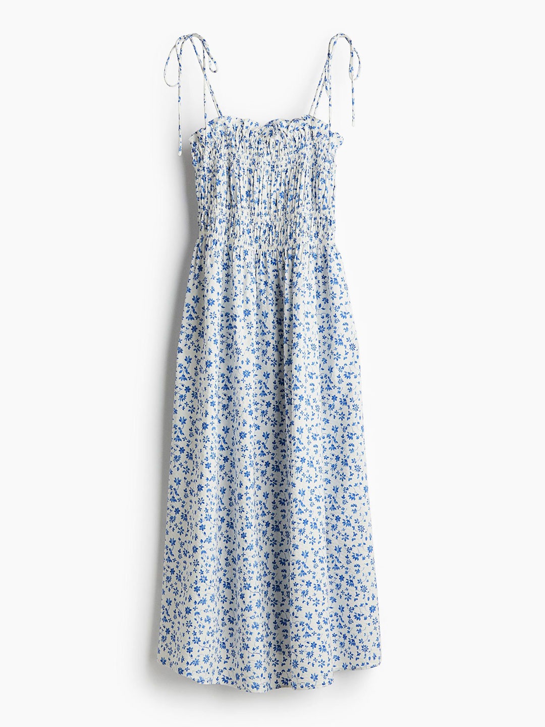 

H&M Smocked Tie-Strap Dress, White