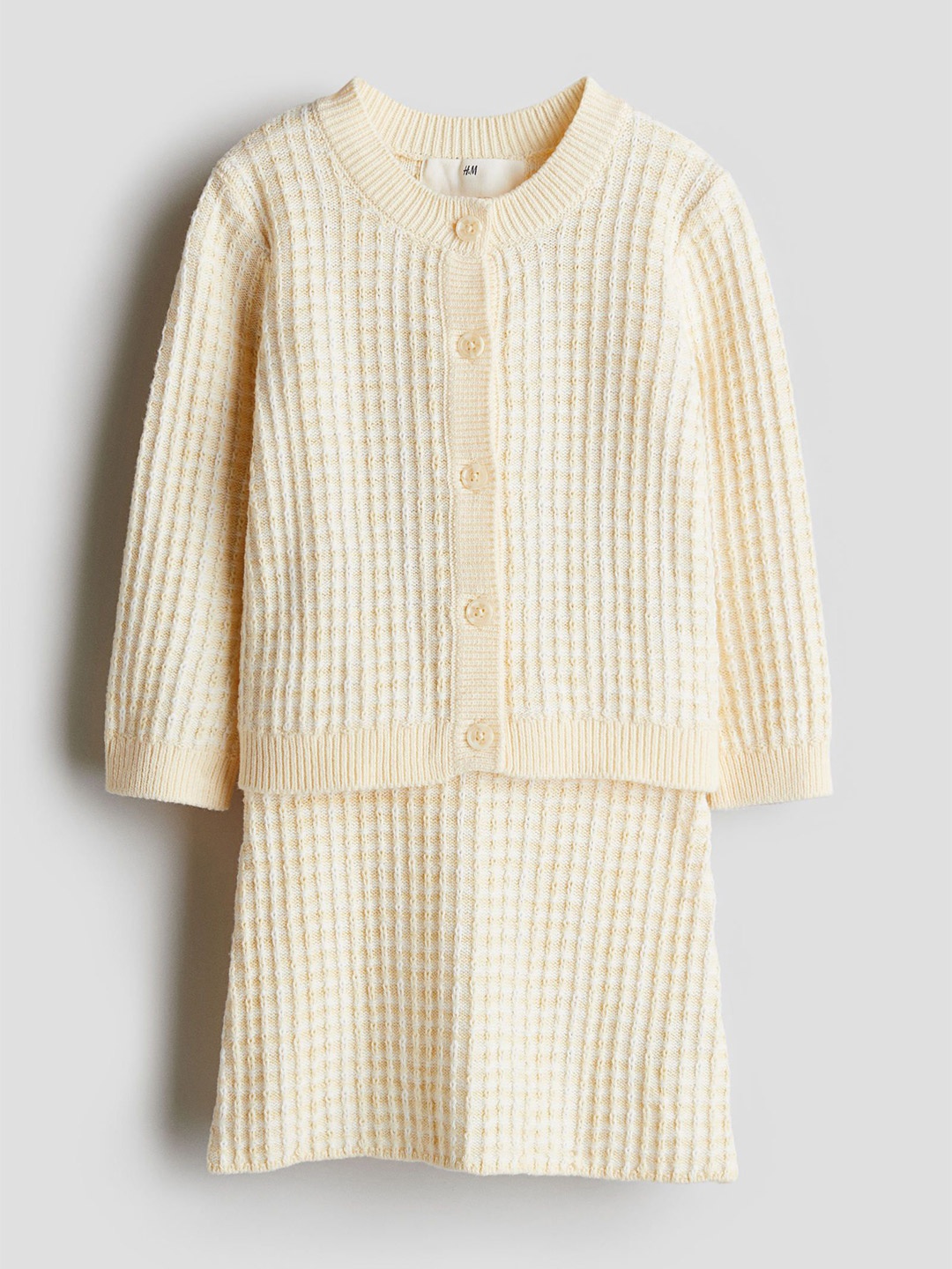 

H&M Girls 2-Piece Pure Cotton Cardigan & Skirt Set, Yellow