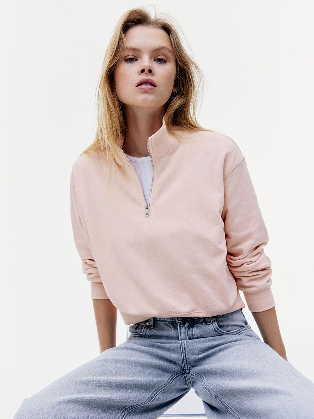 

H&M Women Zip-Top Sweatshirt, Pink