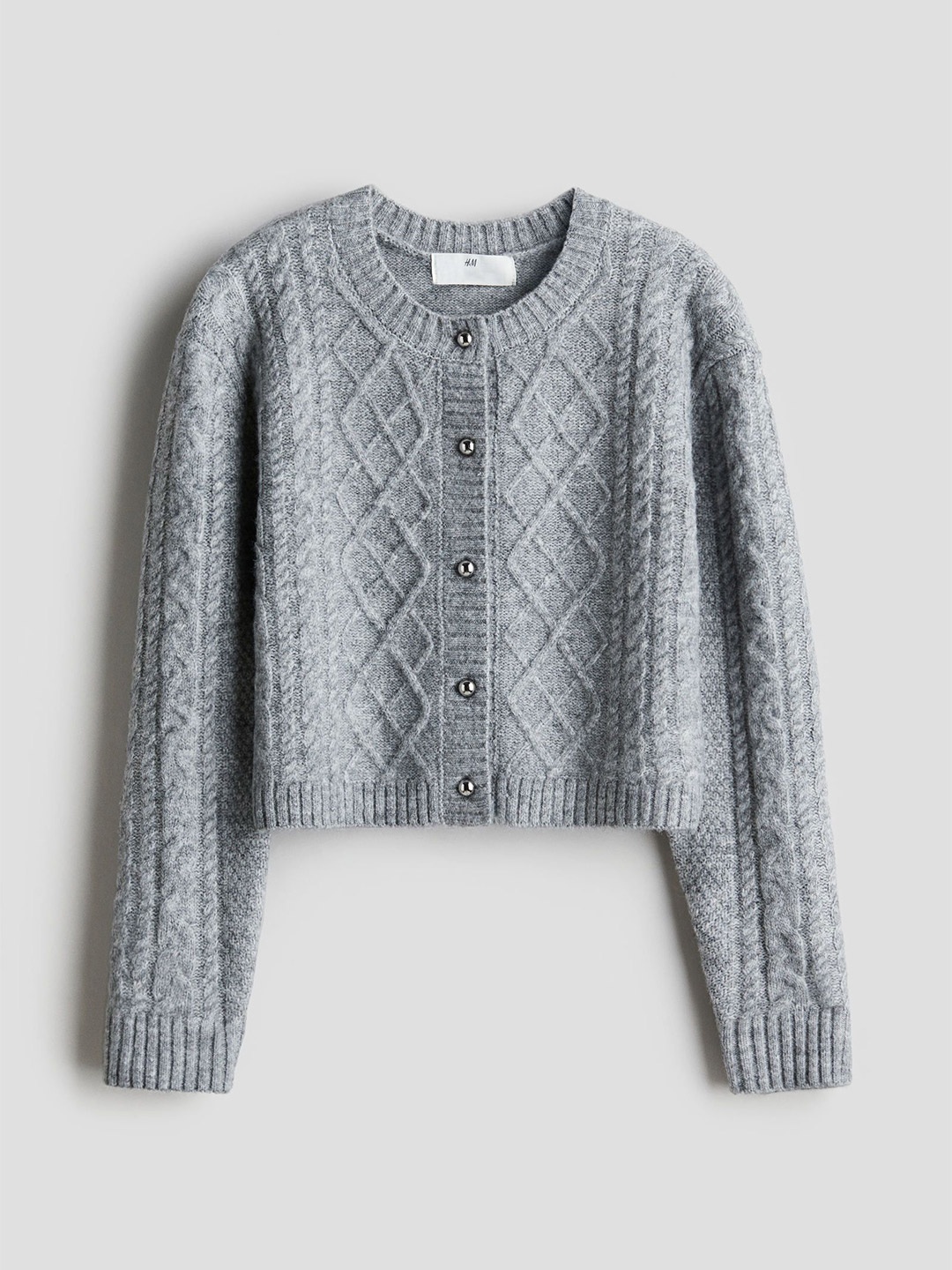 

H&M Girls Cable-Knit Cardigan, Grey