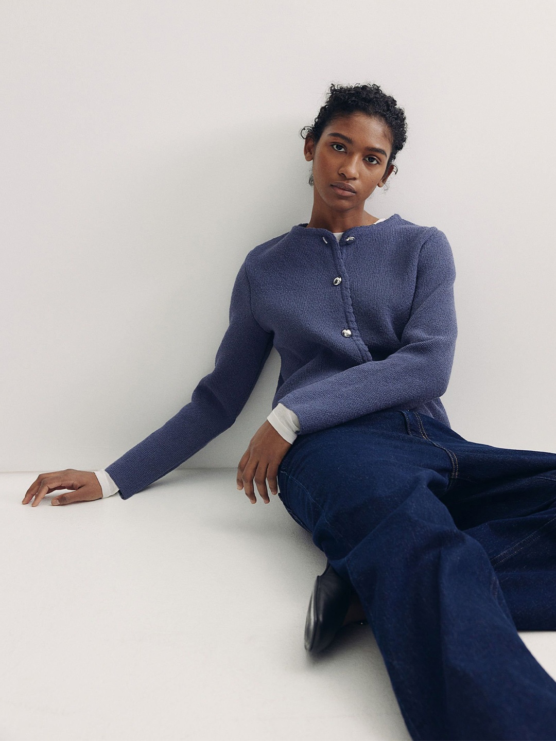 

H&M Scalloped Cardigan, Blue