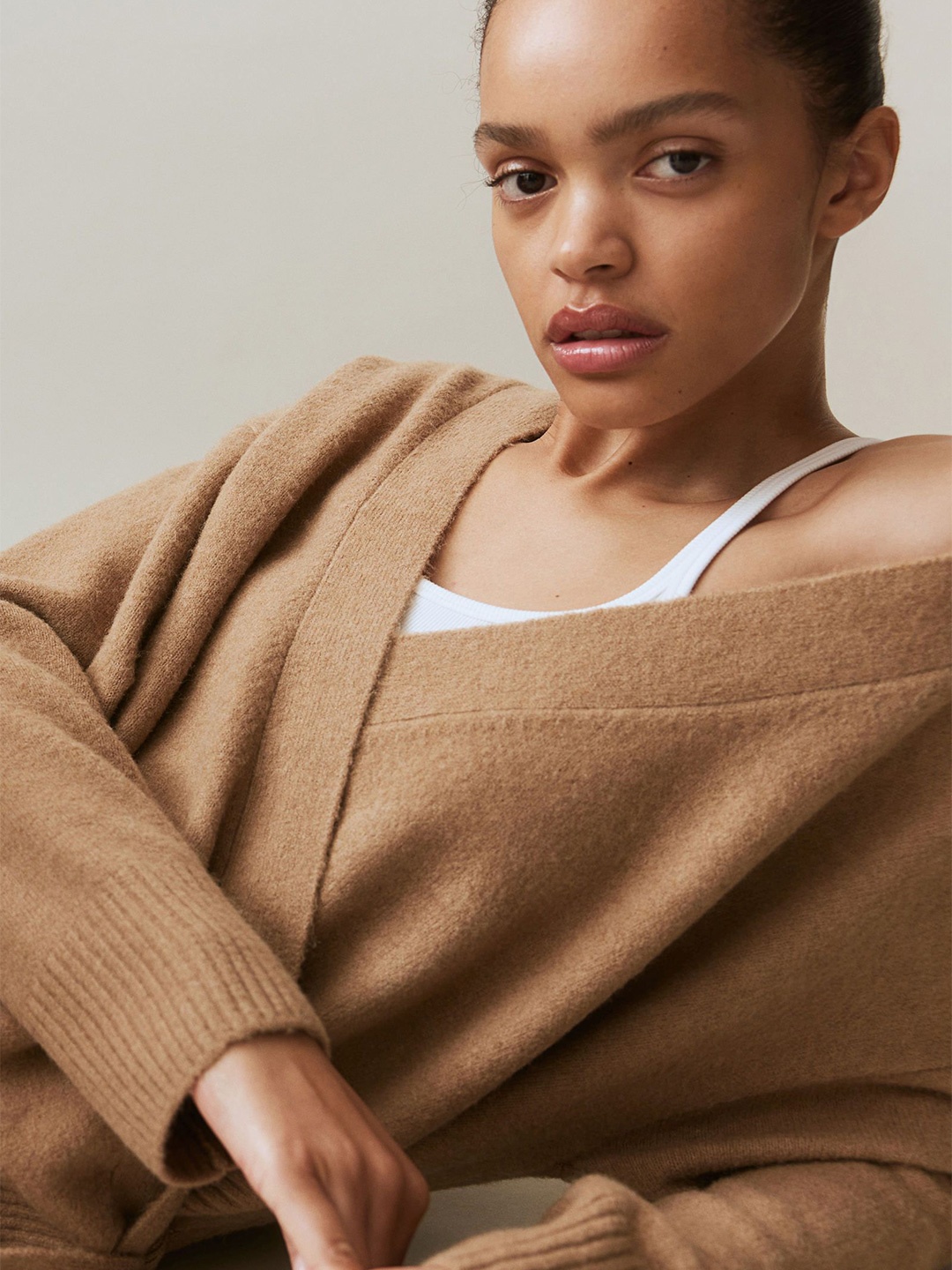 

H&M Women Wrap Cardigan, Beige