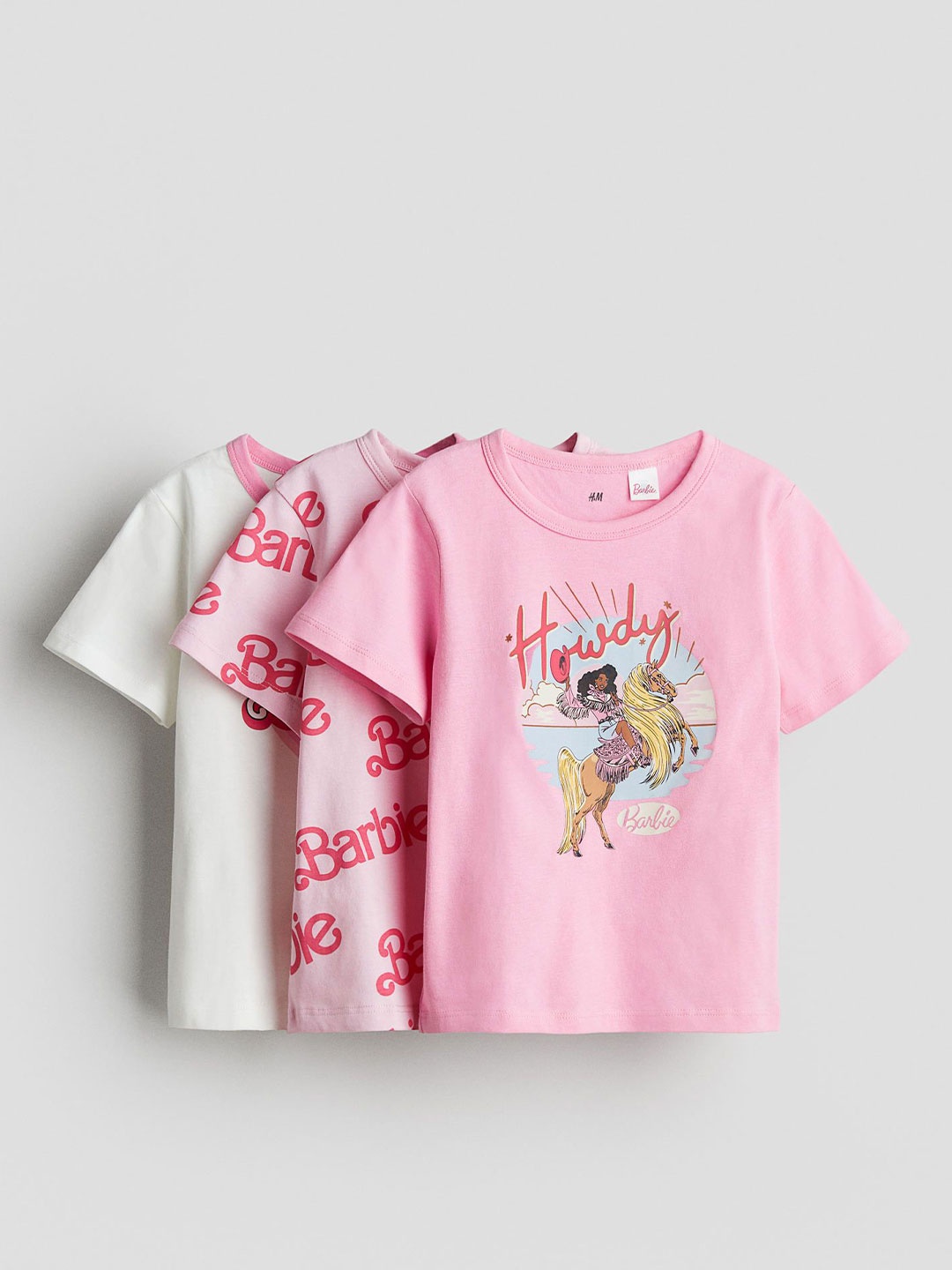 

H&M 3-Pack Printed Jersey Tops, Pink