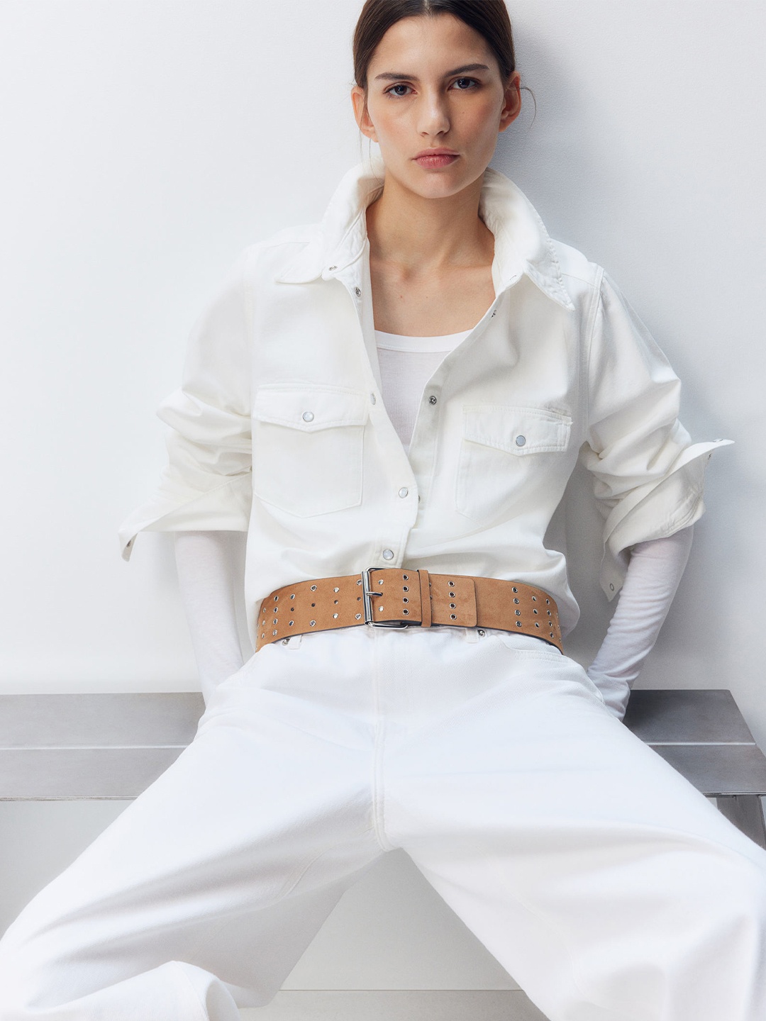 

H&M Denim Shirt, White