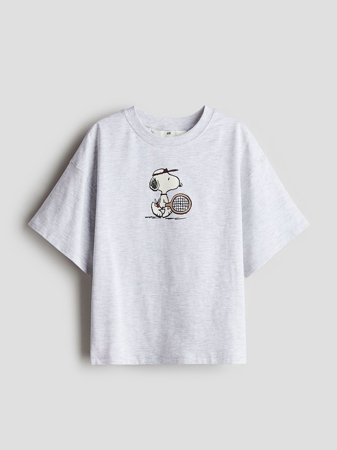 

H&M Girls Loose-Fit Cotton T-Shirt, Grey