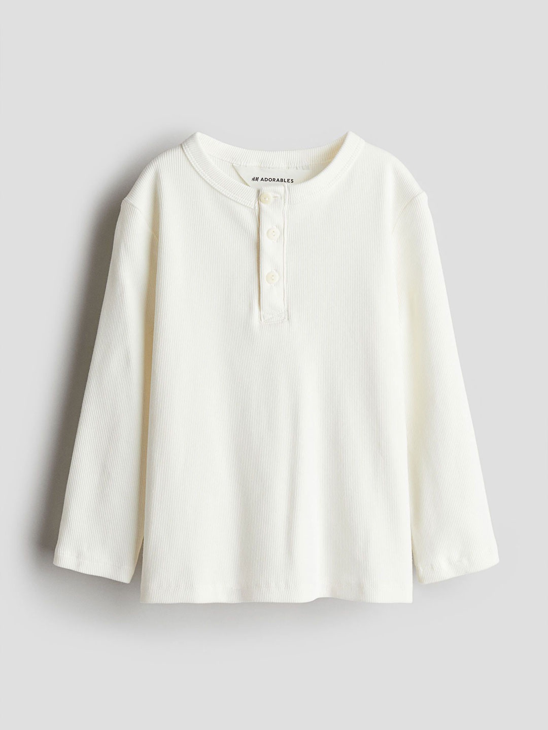

H&M Cotton Henley Top, White