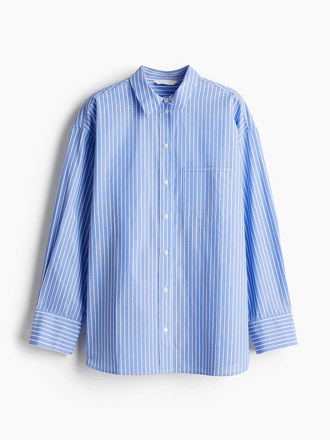 

H&M Loose-Fit Cotton Shirt, Blue