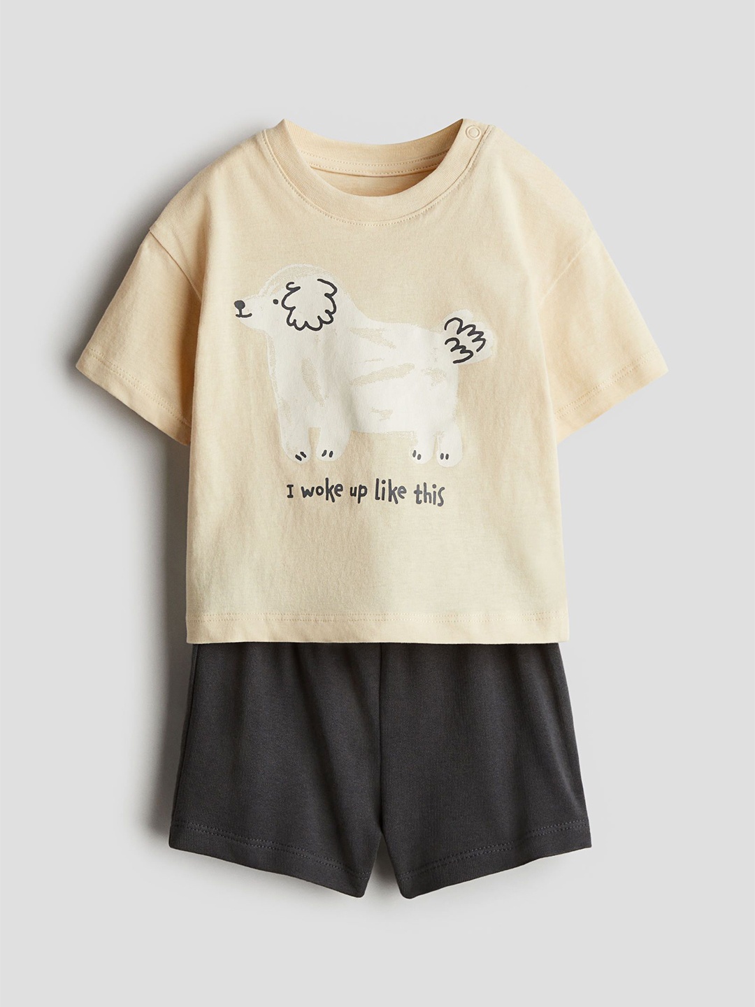 

H&M Infants Boys 2-Piece Pure Cotton Top And Shorts Set, Beige