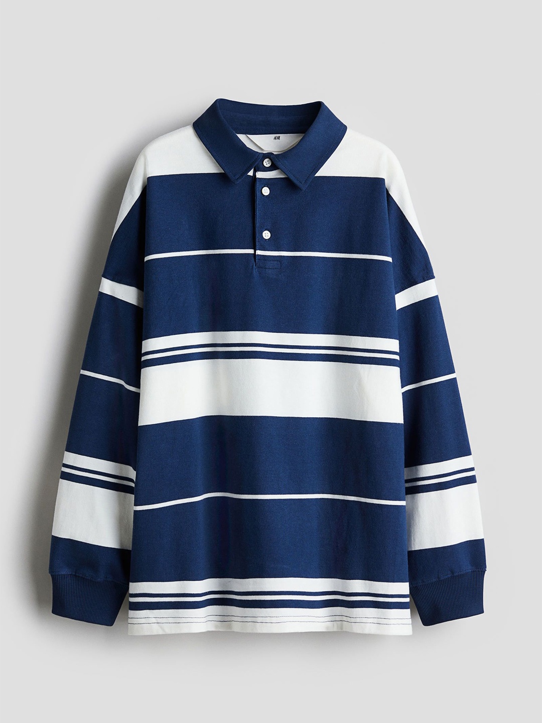 

H&M Cotton Jersey Rugby Shirt, Blue