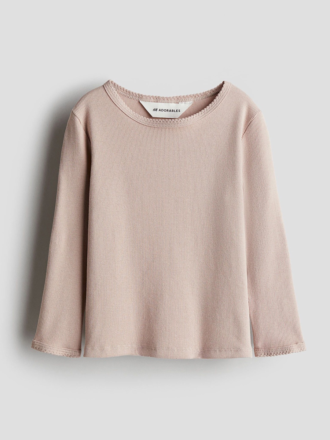 

H&M Girls Ribbed Cotton Top, Beige