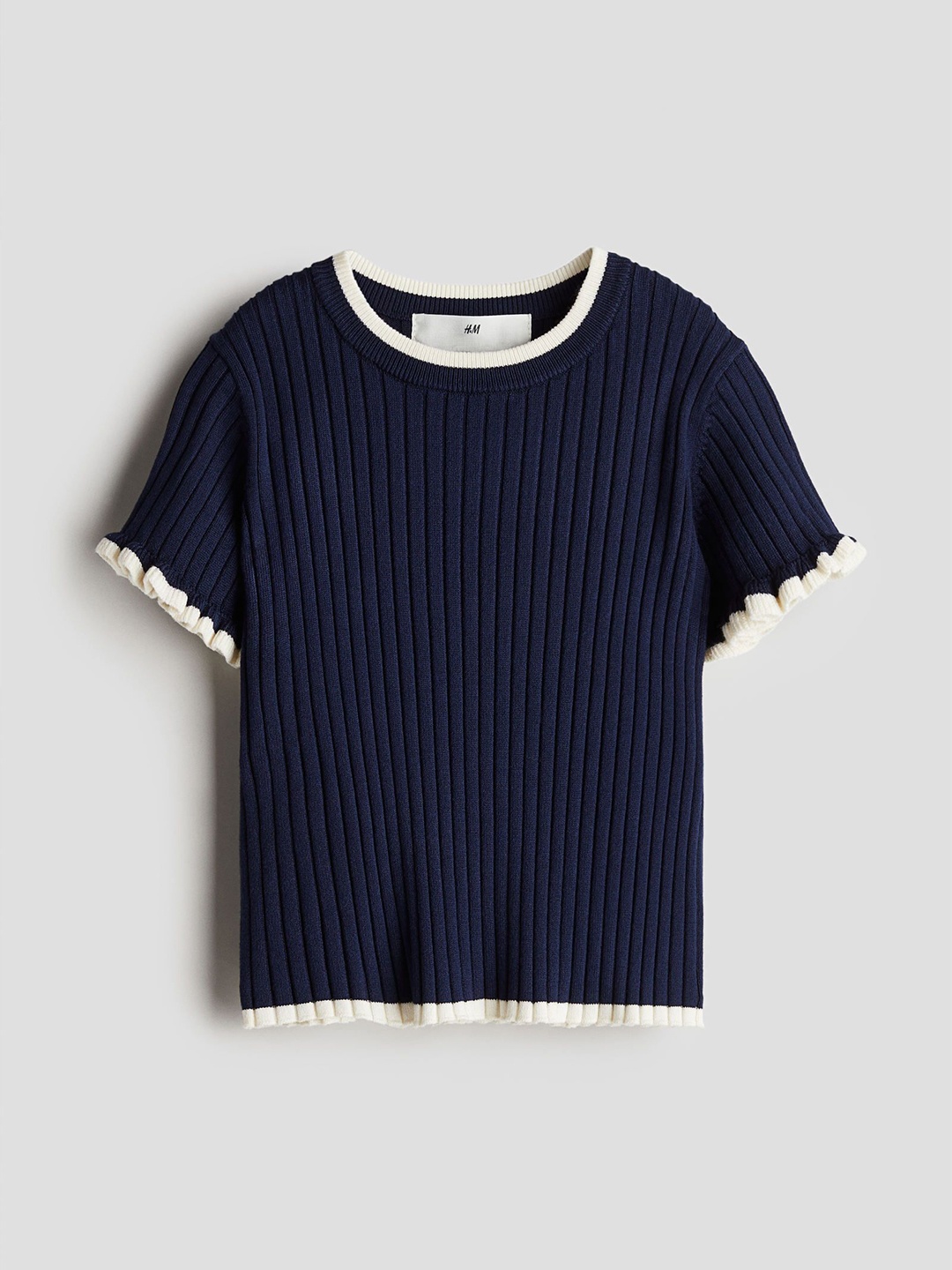 

H&M Rib-Knit Top, Blue