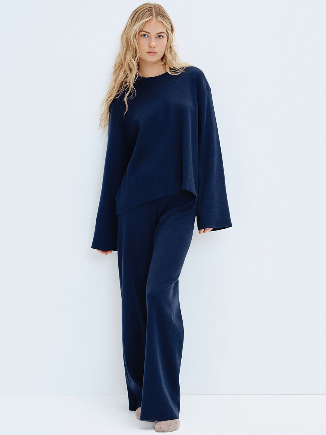 

H&M Fine-Knit Trousers, Blue