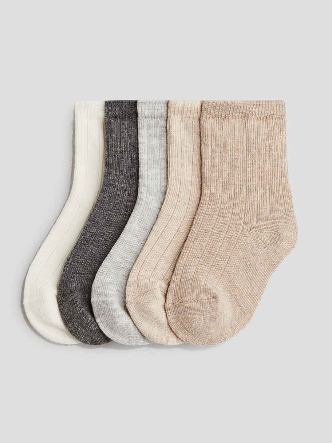 

H&M Boys 5-Pack Knitted Socks, Beige