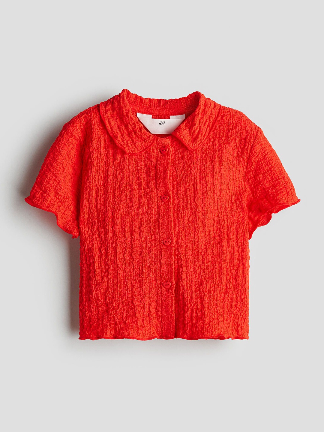 

H&M Girls Crinkled Jersey Blouse, Red