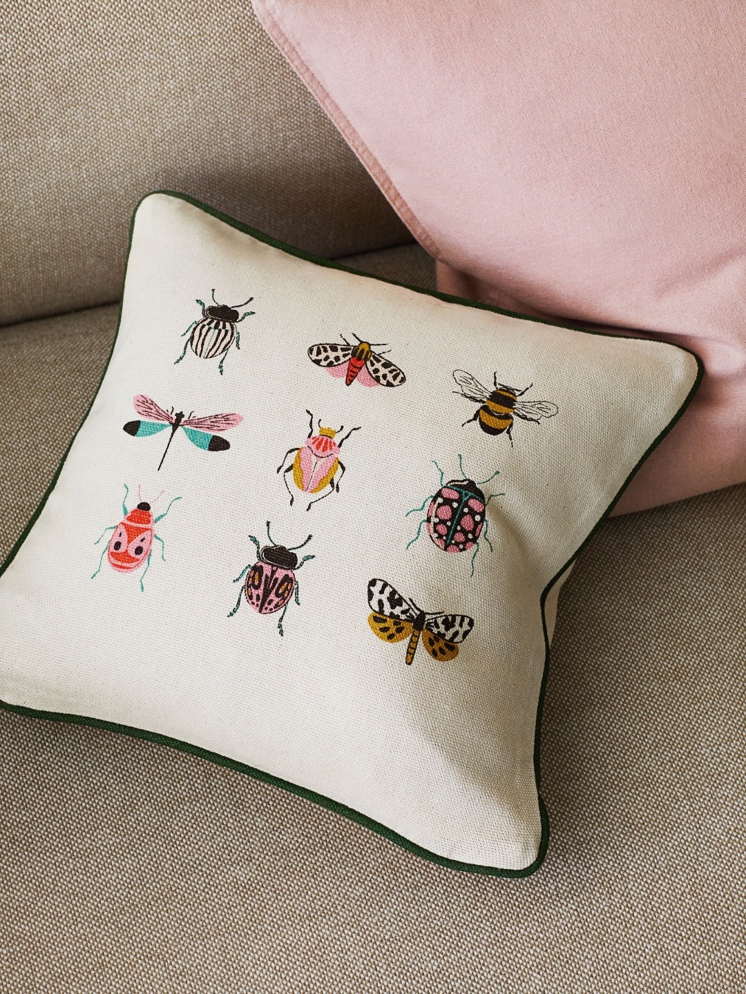 

H&M Beige Unisex Printed Cotton Cushion Cover