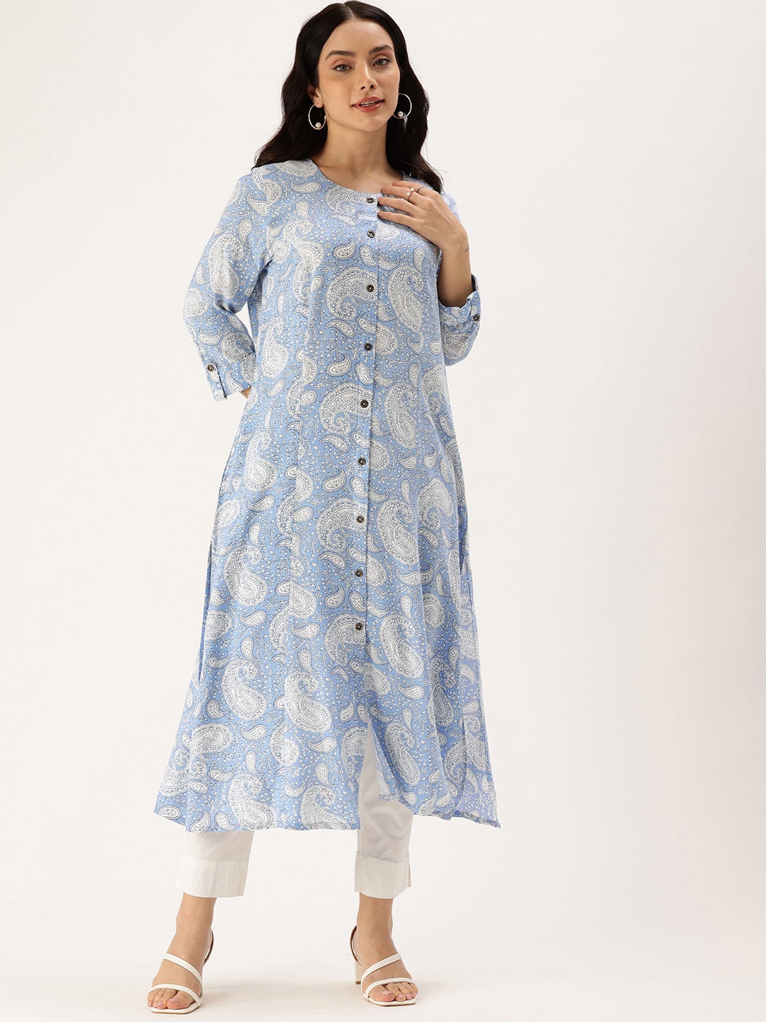 

AMUKTI Paisley Printed Straight Kurta, Blue