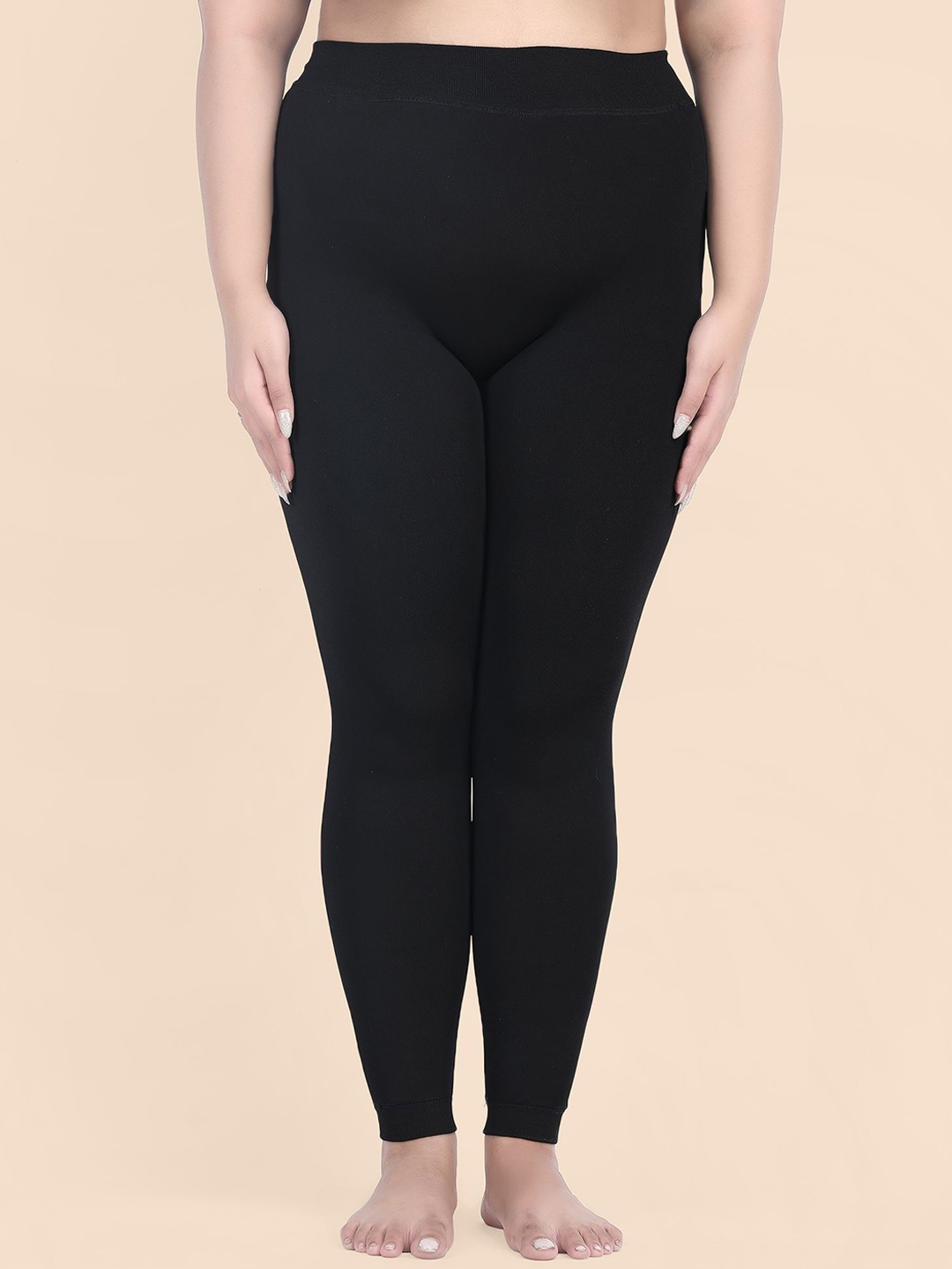 Klassik Women Plus Size Seamless Ankle Length Leggings, Black