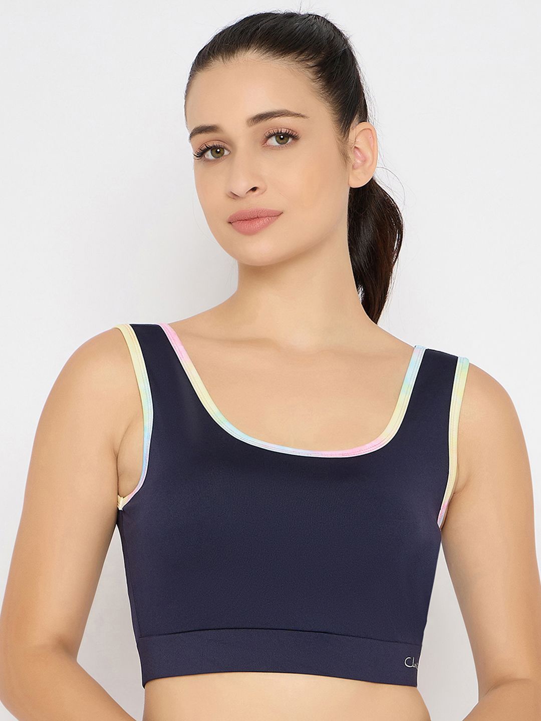 

Clovia Full Coverage Lightly Padded Workout Bra, Navy blue