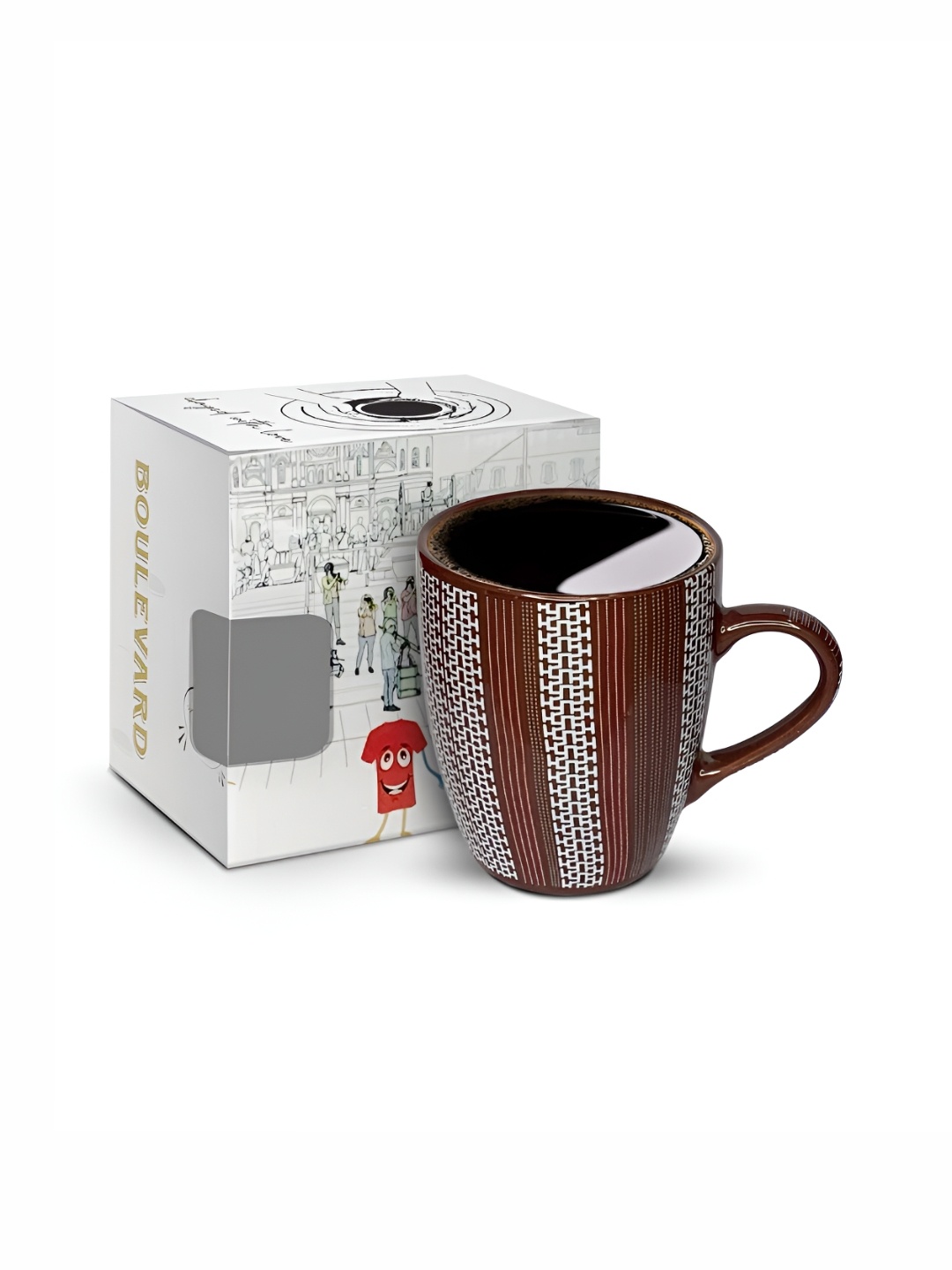 

Pexpo Potterman Boulevard Brown Microwave Safe Ceramic Coffee Mug 350 ml