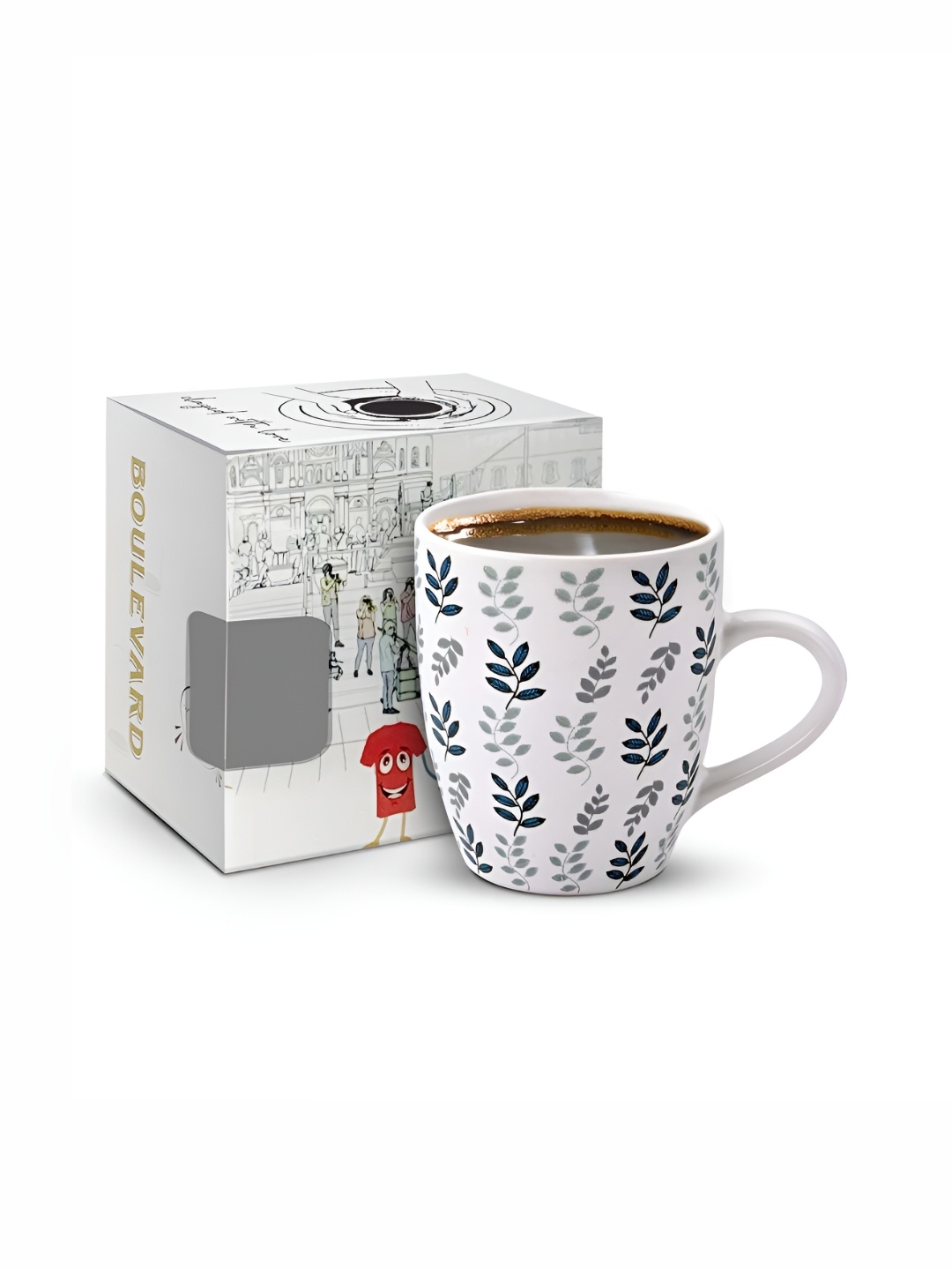 

Pexpo White Printed Microwave Safe Ceramic Mug - 350 ml