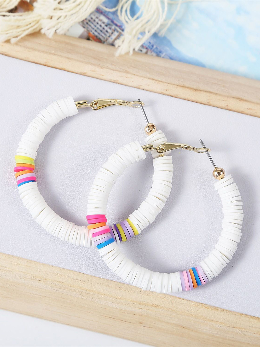 

StyleCast x Revolte Gold-Plated Circular Chunky Hoop Earrings, White