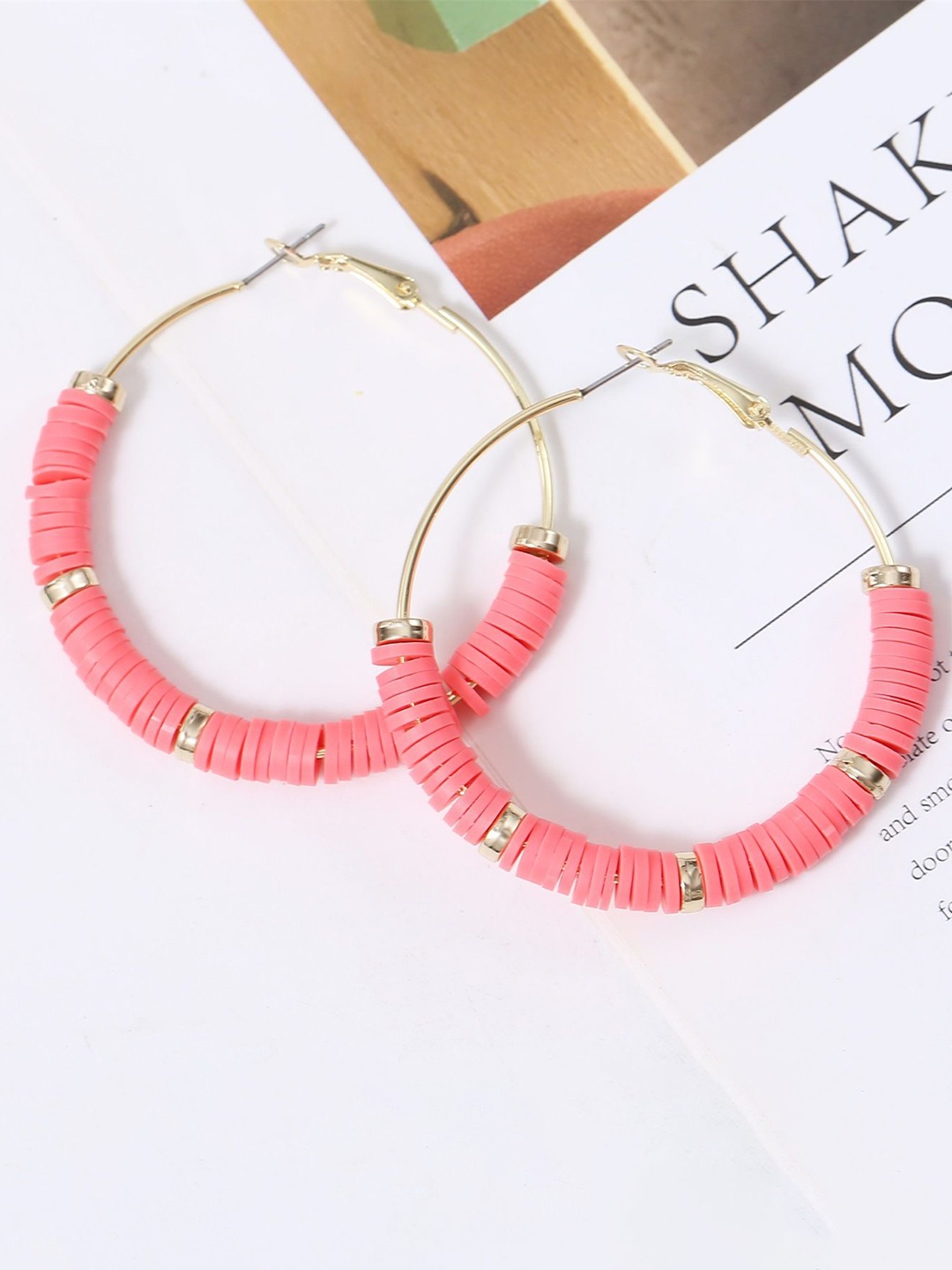 

StyleCast x Revolte Gold-Plated Circular Hoop Earrings, Pink