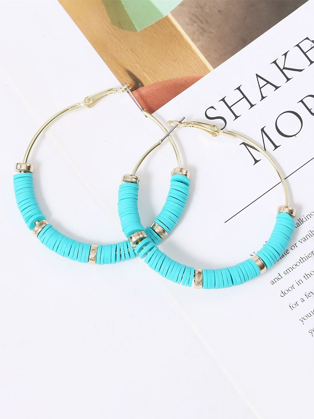 

StyleCast x Revolte Gold-Plated Circular Hoop Earrings, Blue