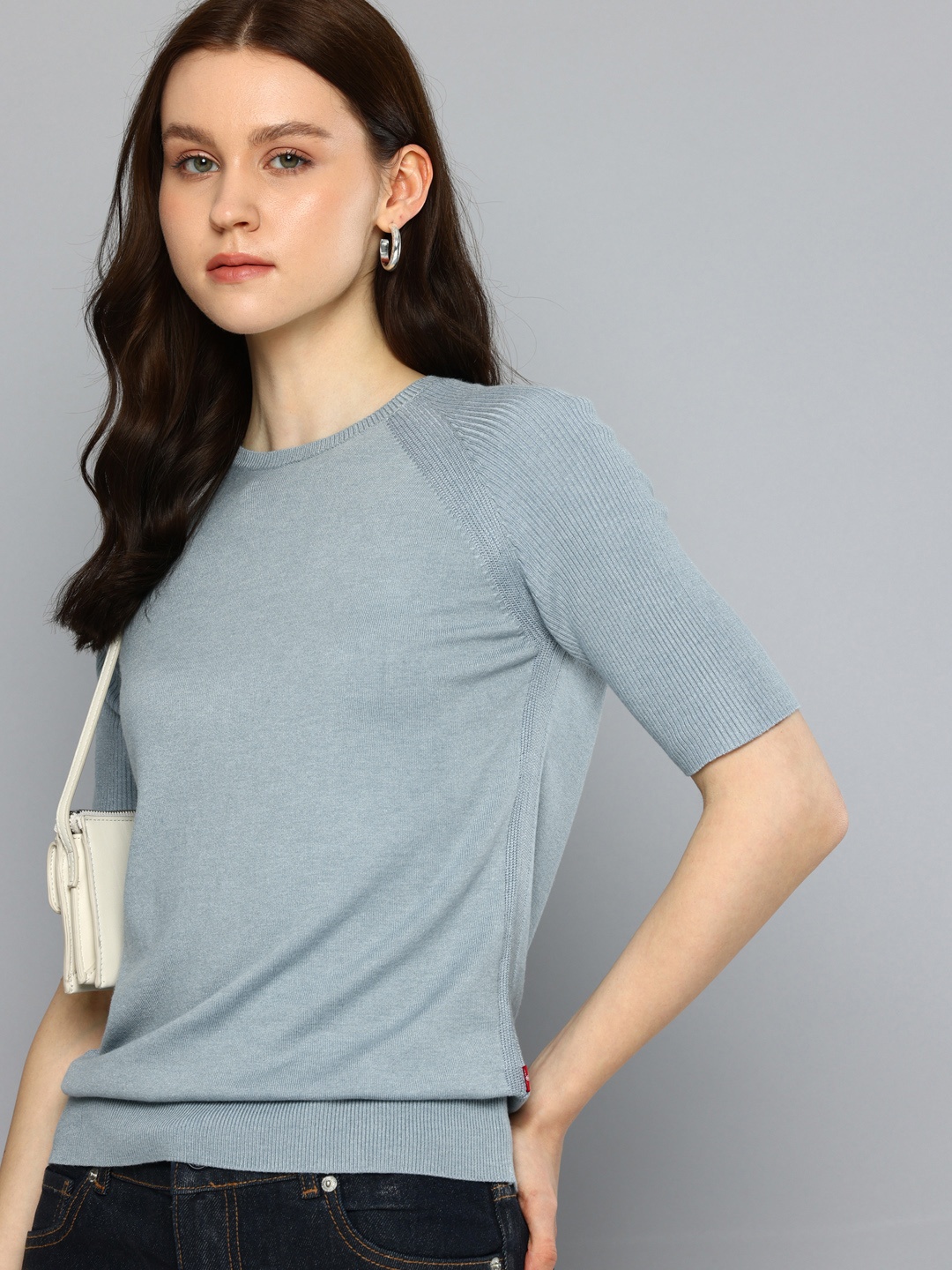 

Levis Ribbed Crew Neck Top, Grey