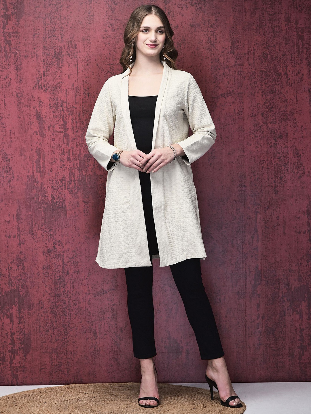 

Shree Open Front Longline Shrug, Off white