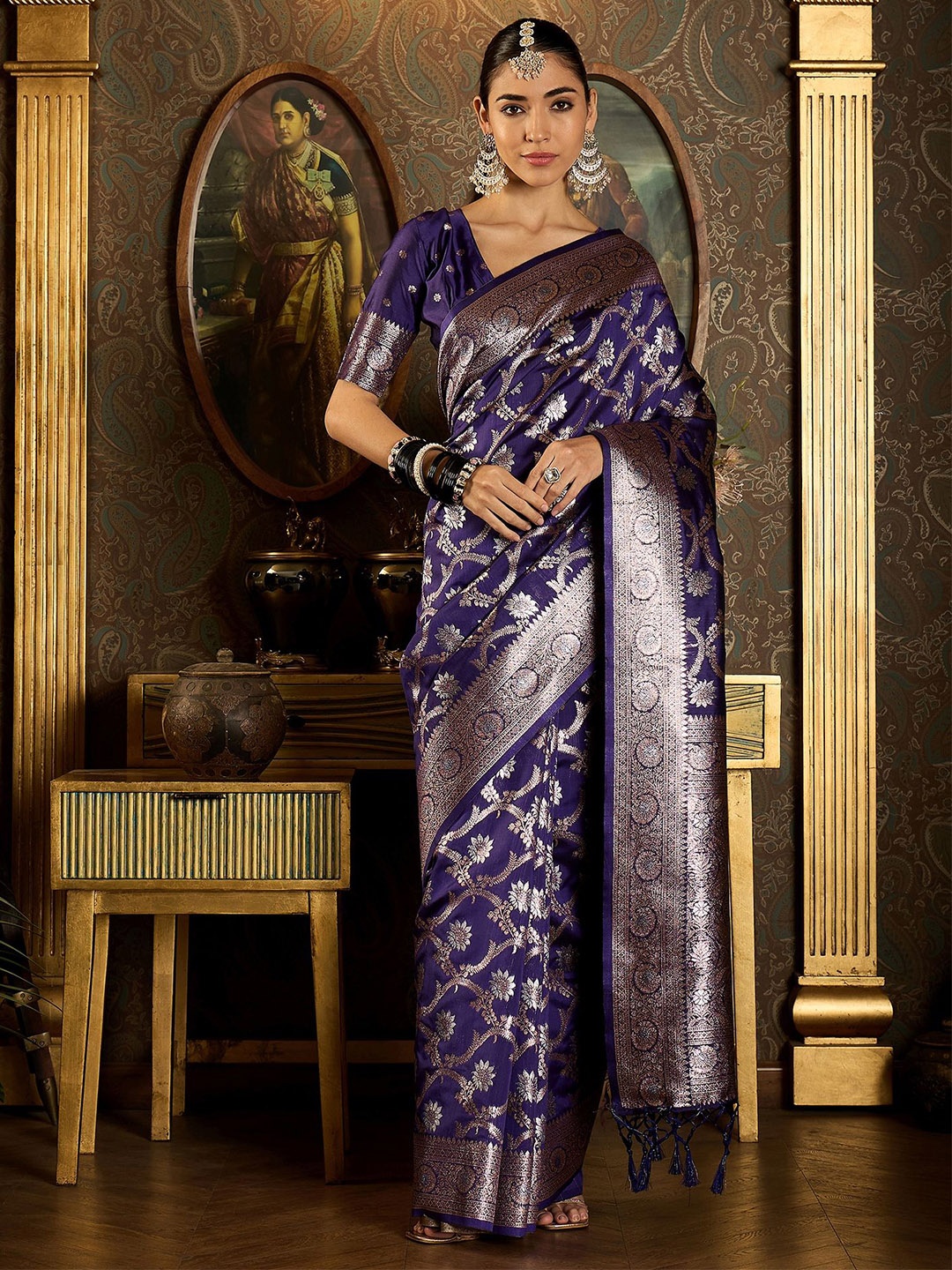 

Dori Woven Design Zari Banarasi Saree, Blue