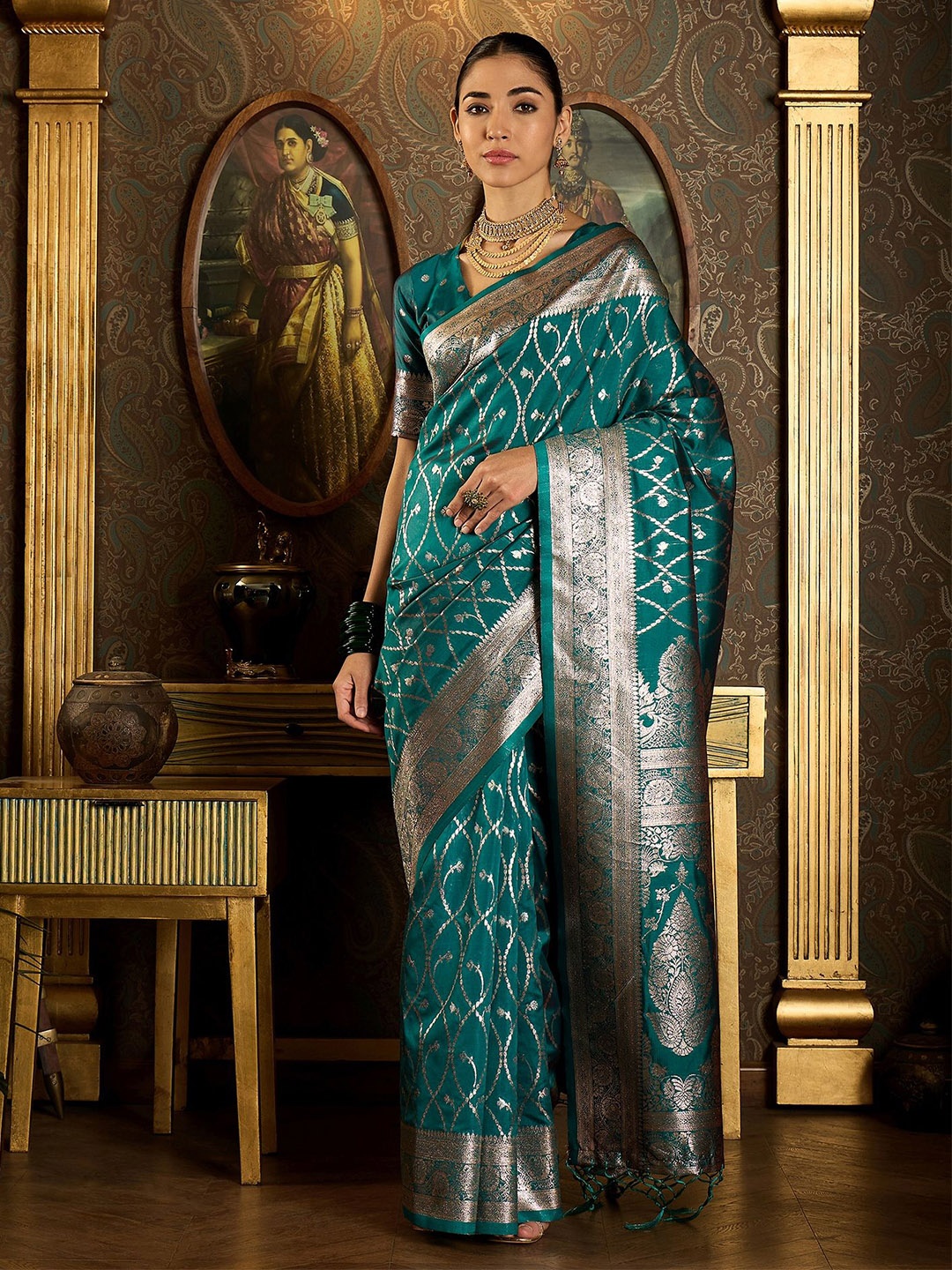 

Dori Woven Design Zari Banarasi Saree, Blue