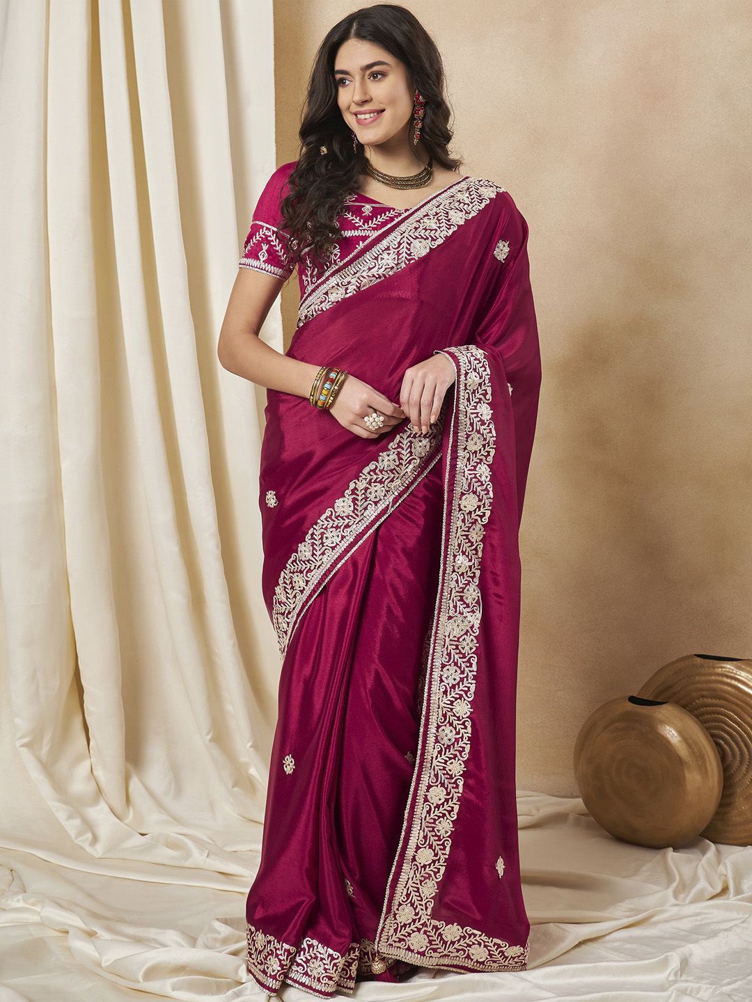 

Saree mall Embellished Gotta Patti Sarees, Maroon