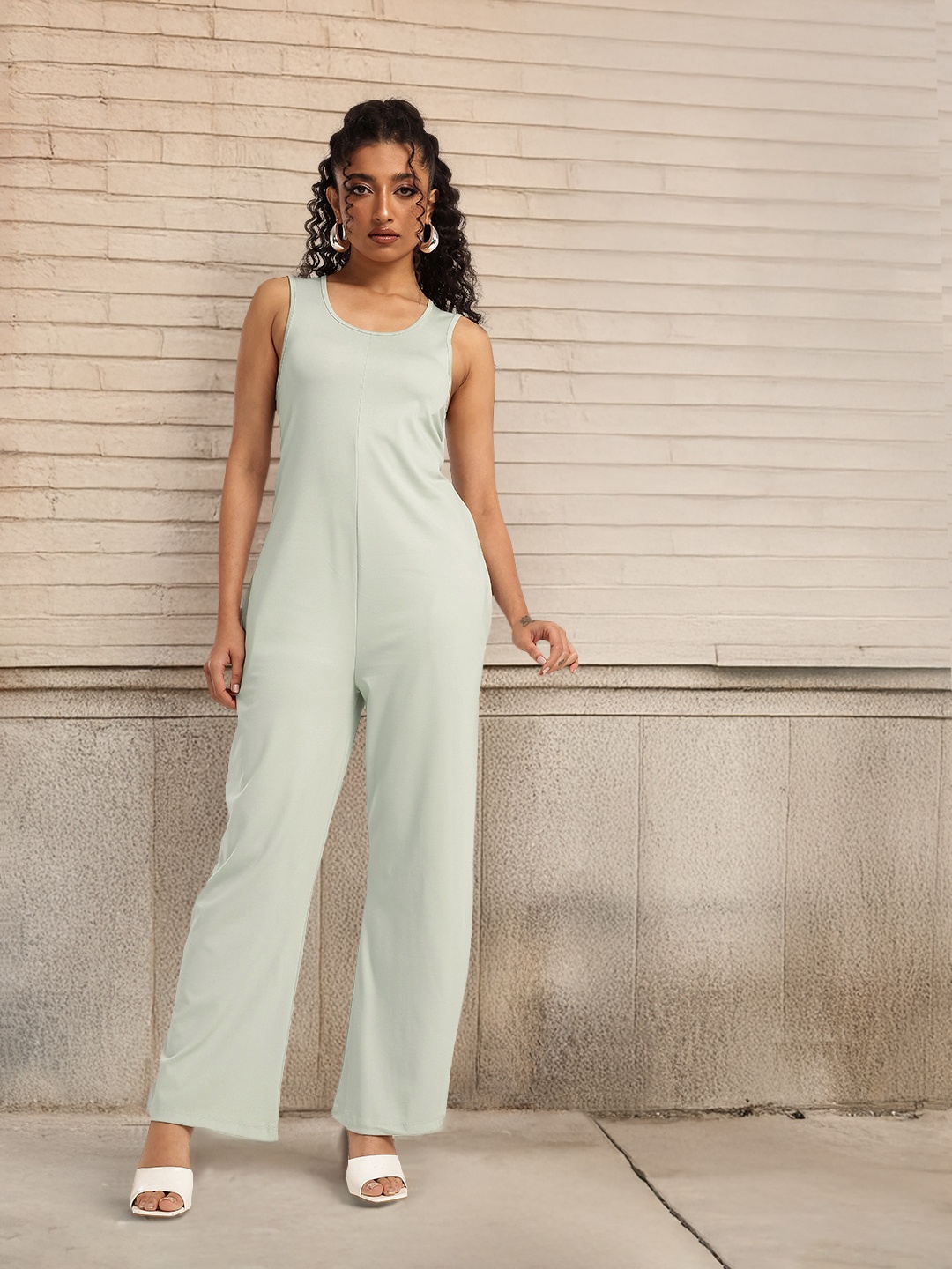 

glitchez Chic Charm Relaxed Loose Fit Basic Jumpsuit, Green