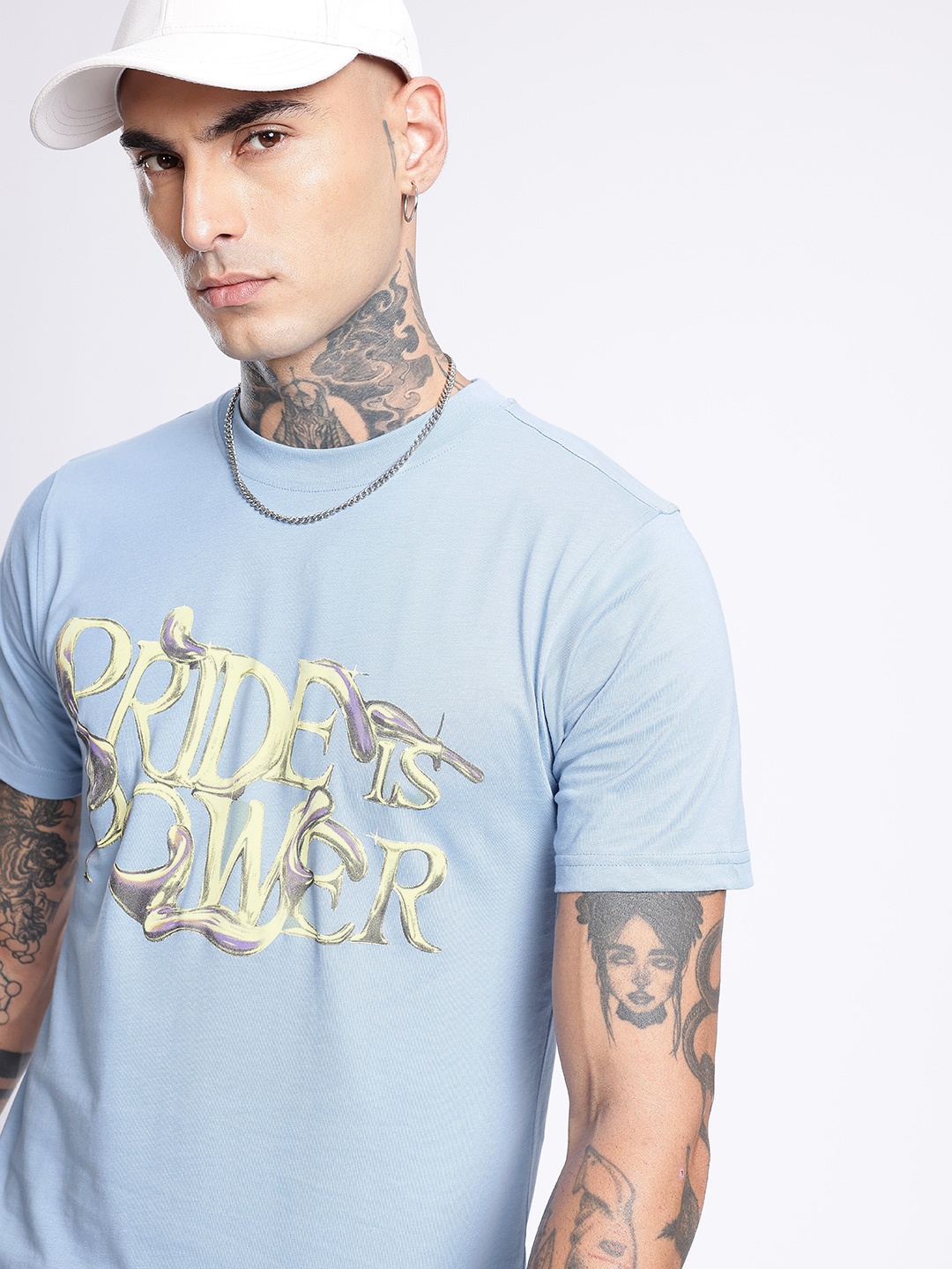 

glitchez All Pride Typography Printed T-shirt, Blue