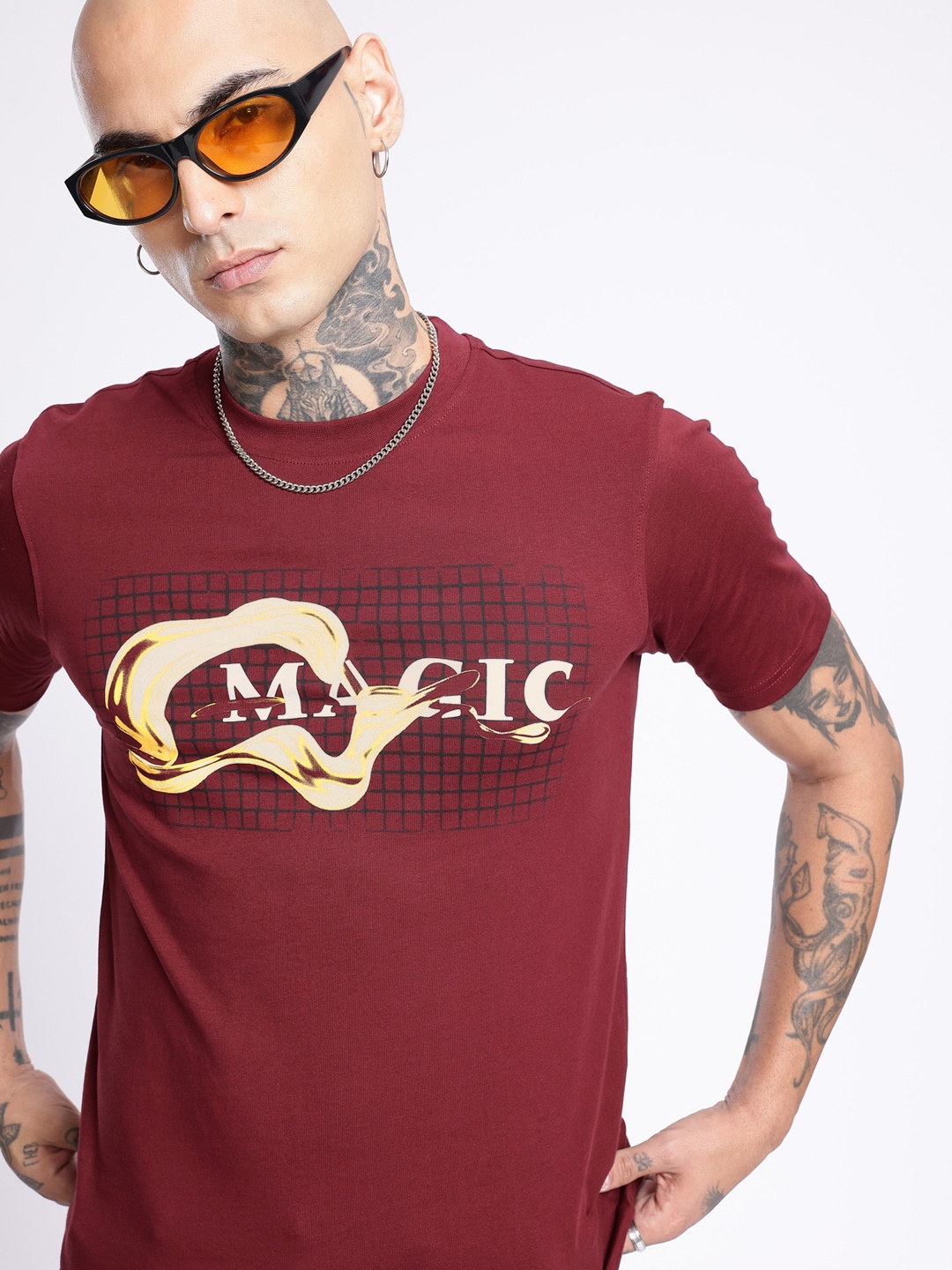 

glitchez Pure Energy Typography Printed T-shirt, Maroon
