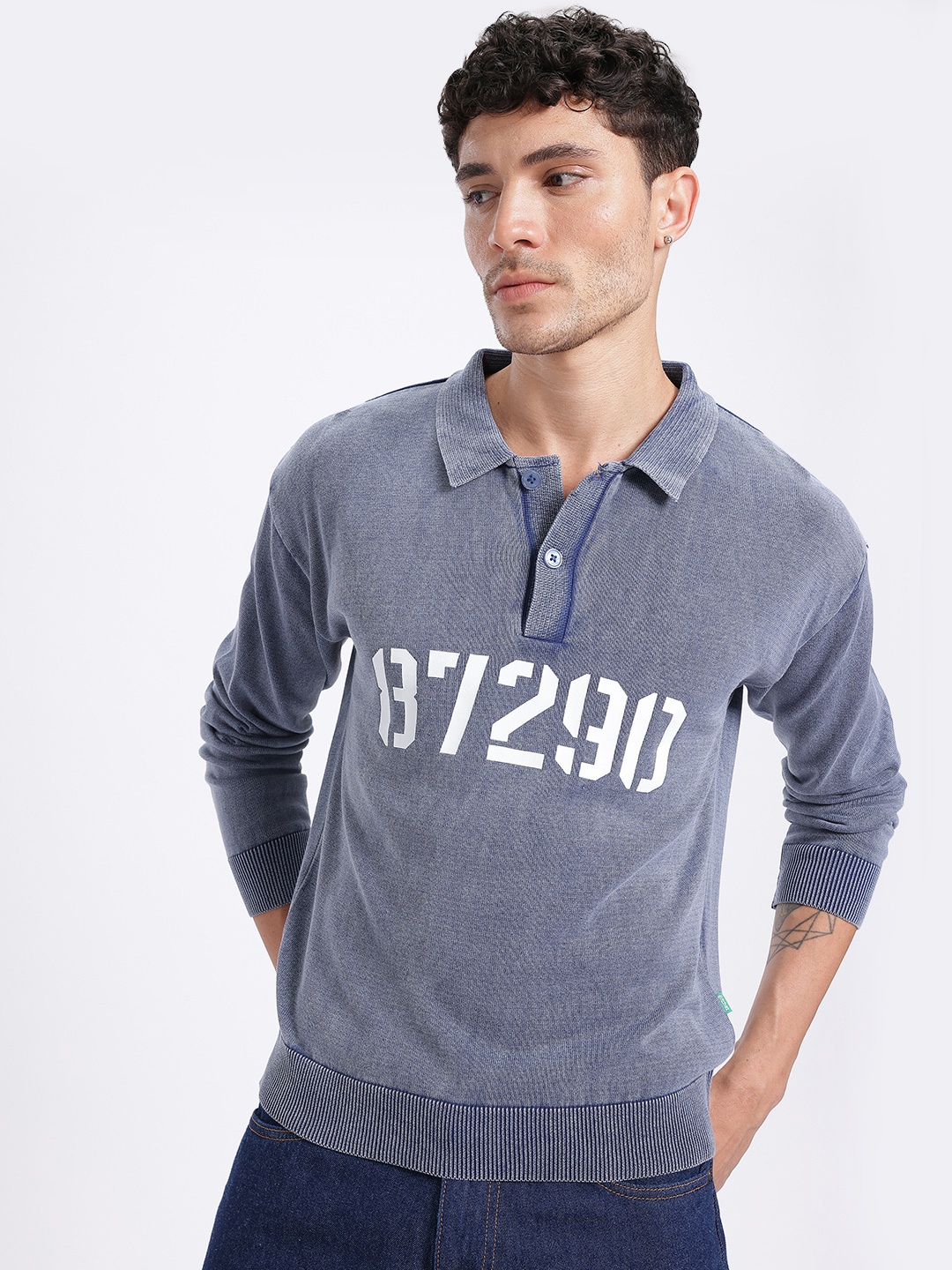 

glitchez Numeric Vibes Printed Kitted T-shirt, Blue