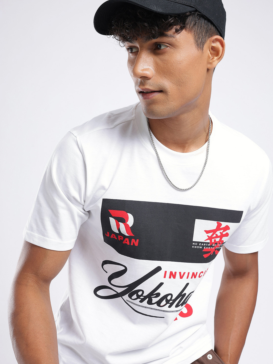 

glitchez Yokohama Streets Typography Printed T-shirt, White