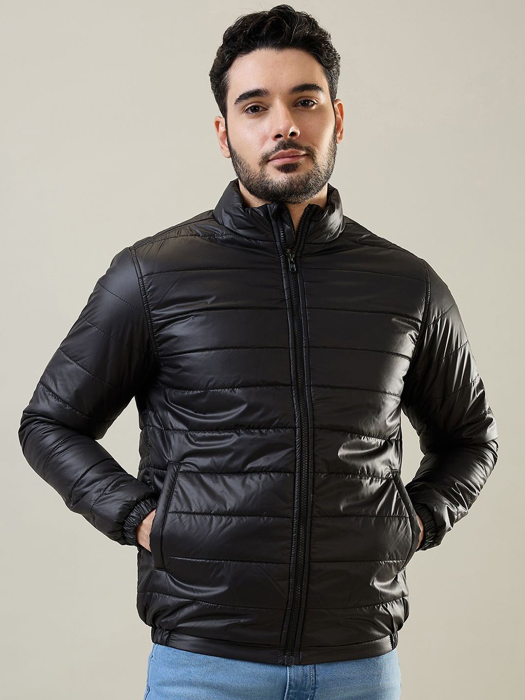 

TIM PARIS Men Solid Lightweight Puffer Jacket, Black