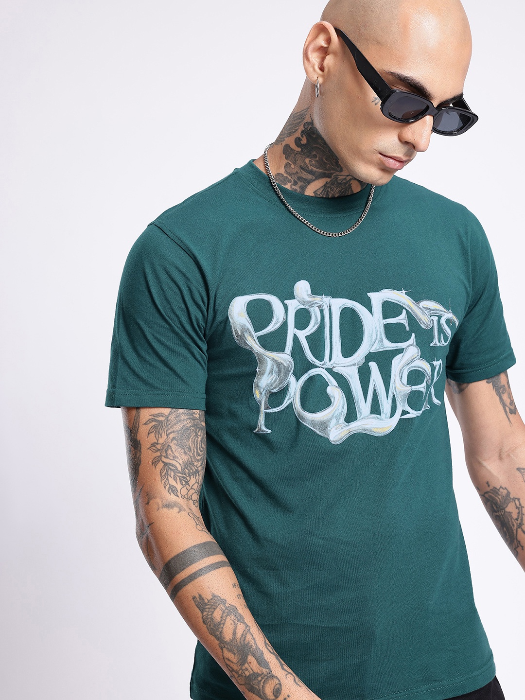 

glitchez Unstoppable Force Typography Printed T-shirt, Green