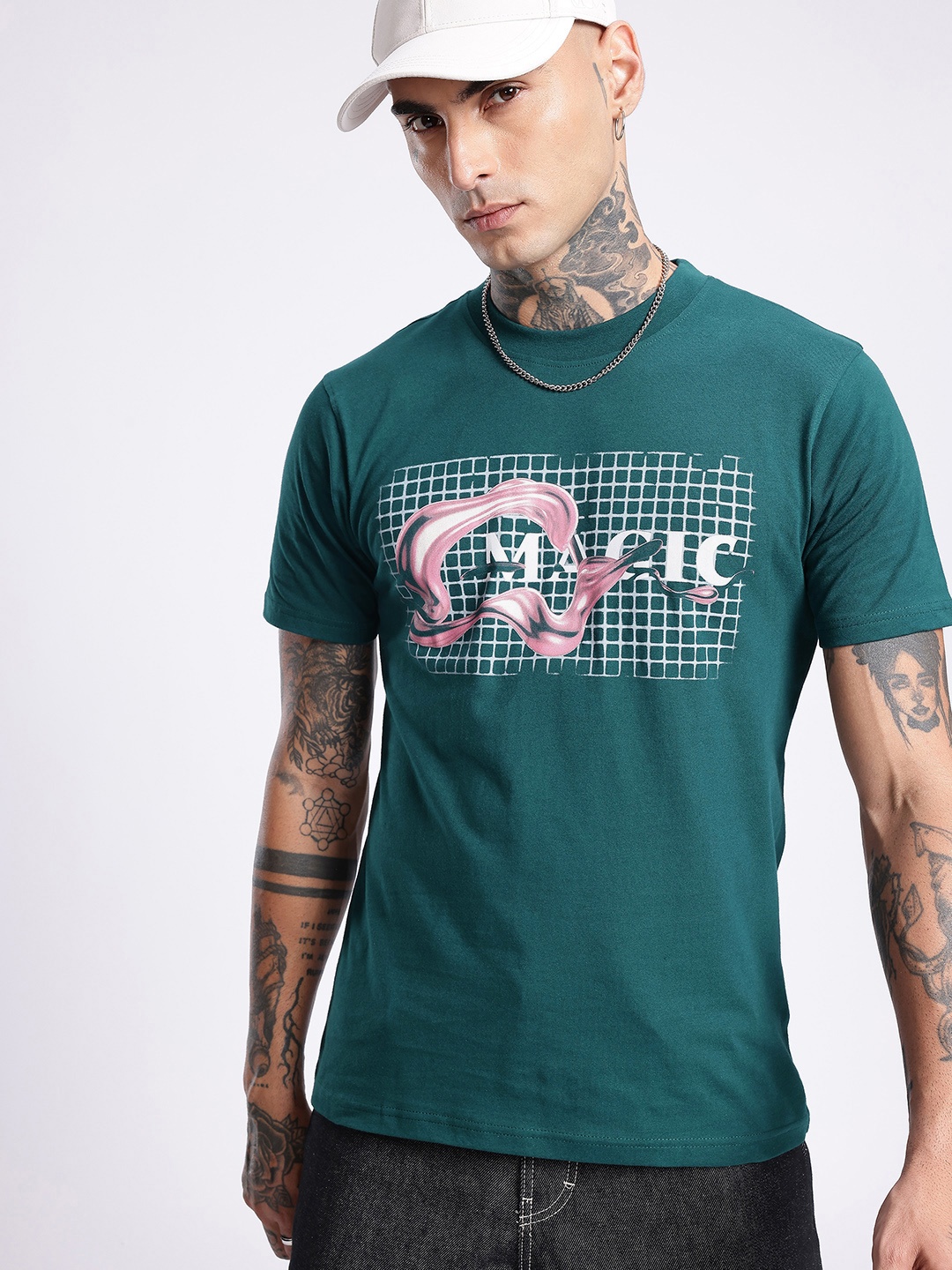 

glitchez Unmatched Aura Graphic Printed T-shirt, Green