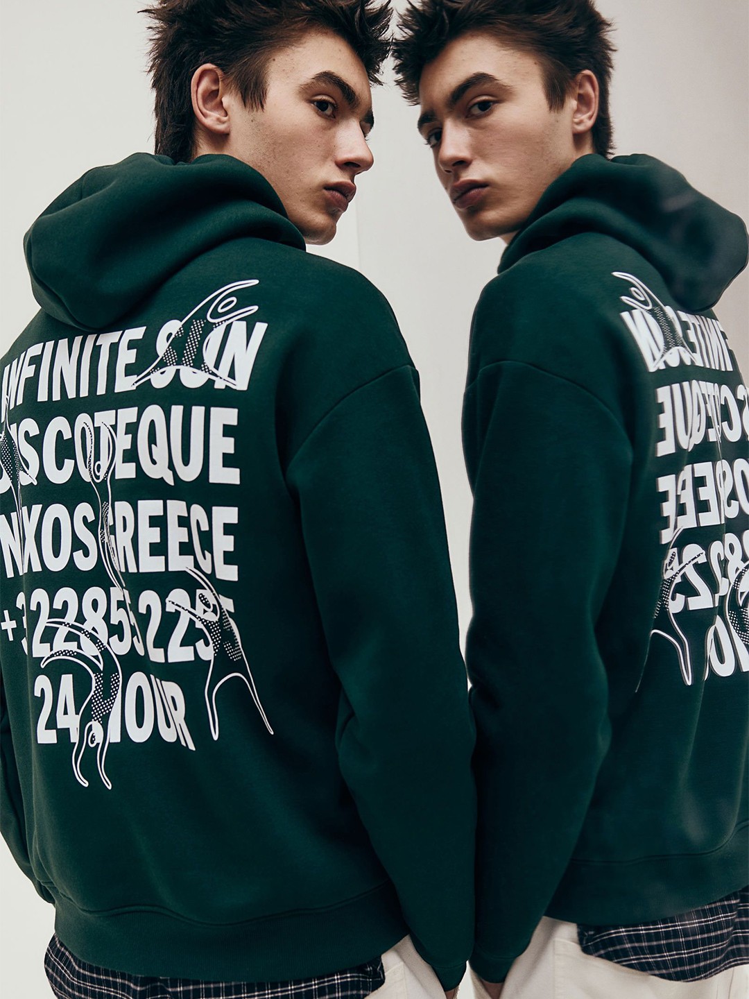 

H&M Men Loose Fit Printed Hoodie, Green